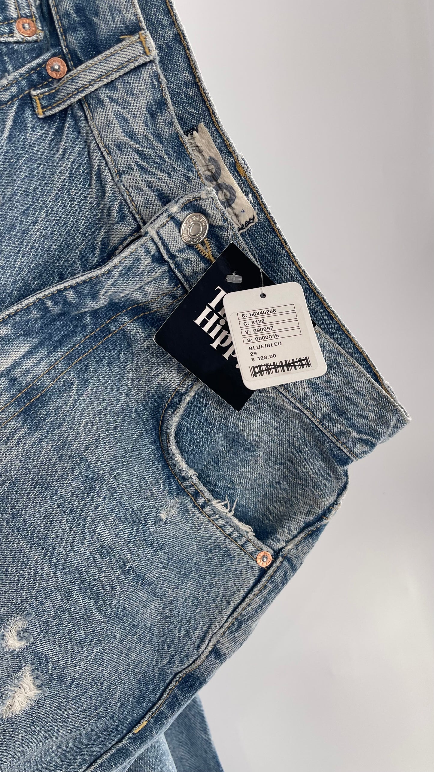 Free People Medium Wash Wide Leg Jeans with Some Distressing and Tags Attached (29)