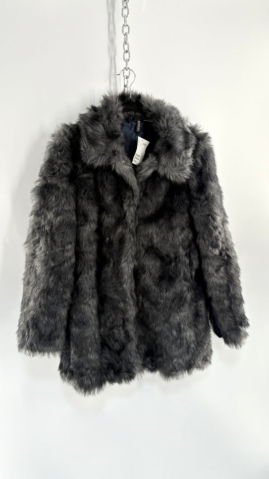 H&M Grey Boxy Fur Coat with Tags Attached (10)