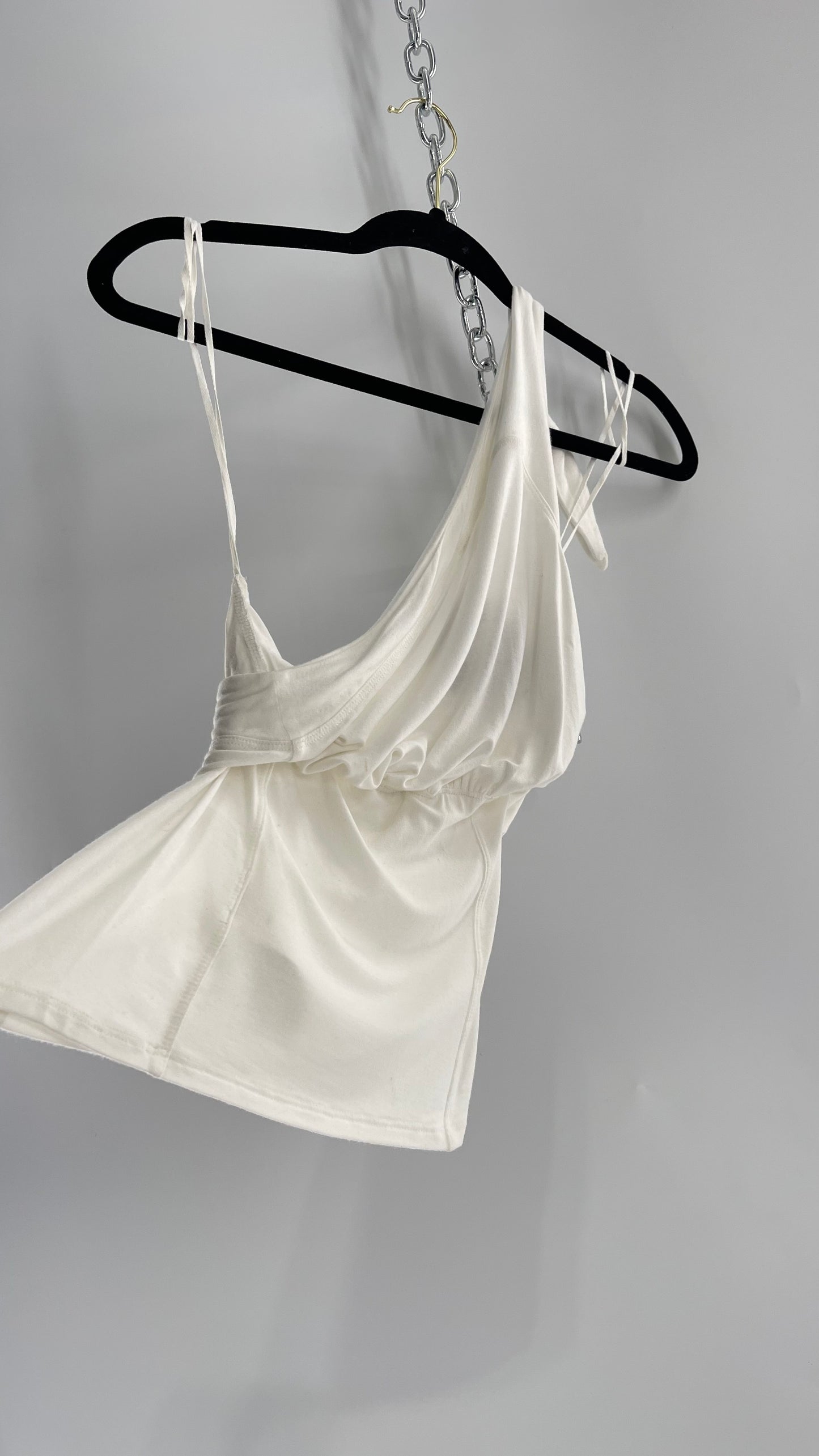 Free People White One Shoulder Slim Torso Top (XS)