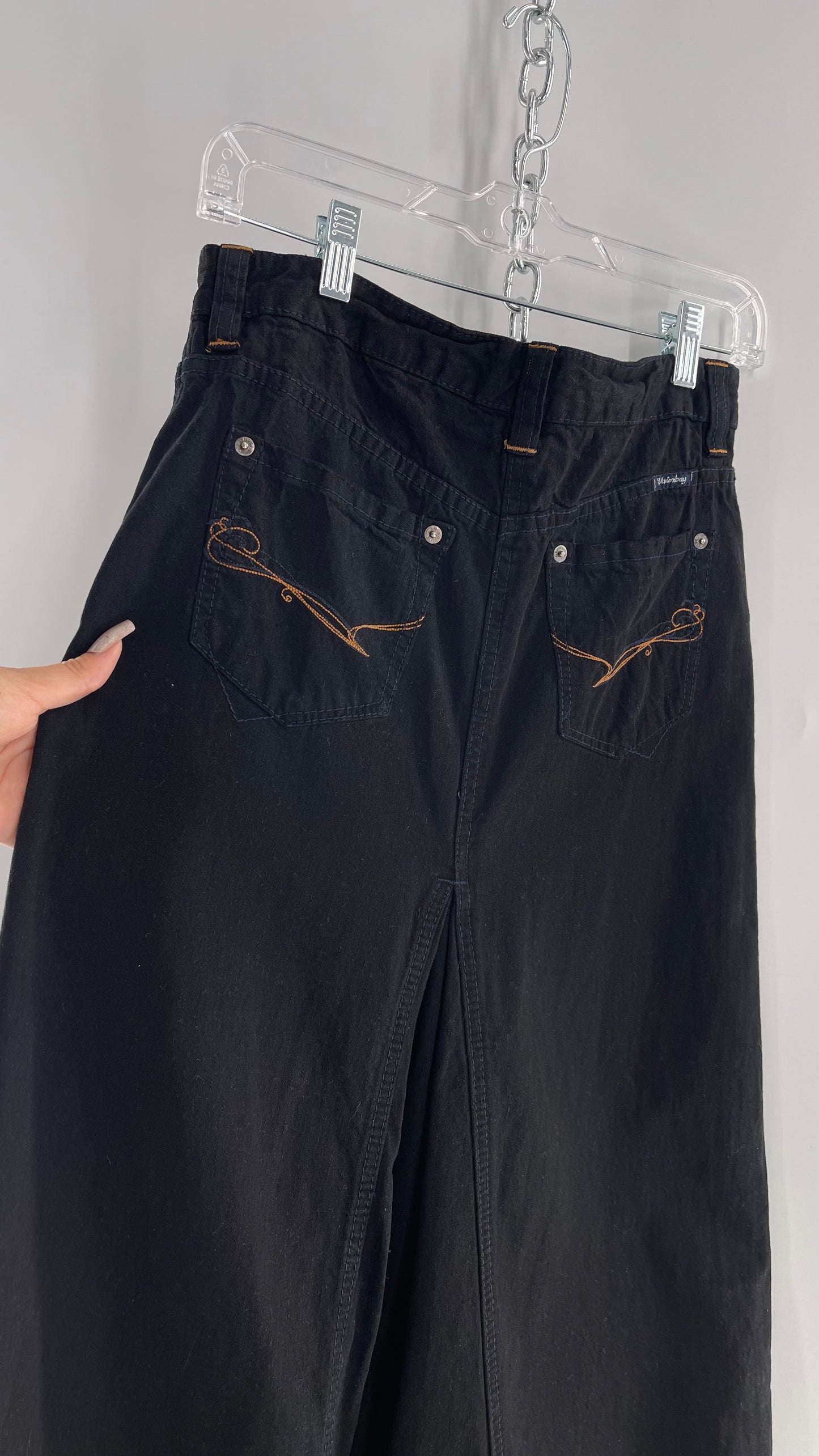 Vintage Urban Outfitters Renewal Union Bay Dark Wash Denim Full Length Skirt with Tags Attached (Small)