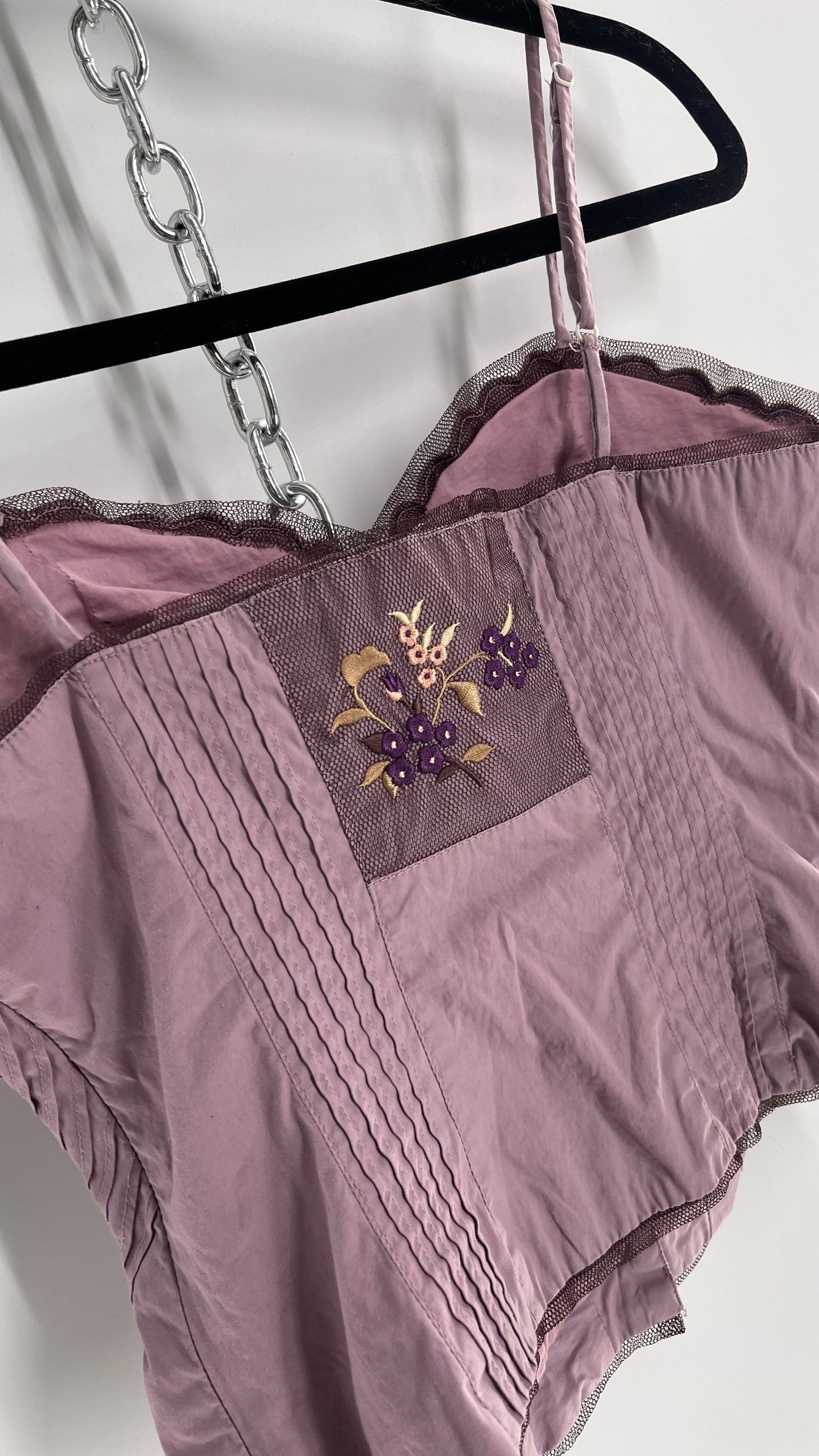 Vintage Elevenses Purple Embroidered Button Front Camisole (4)