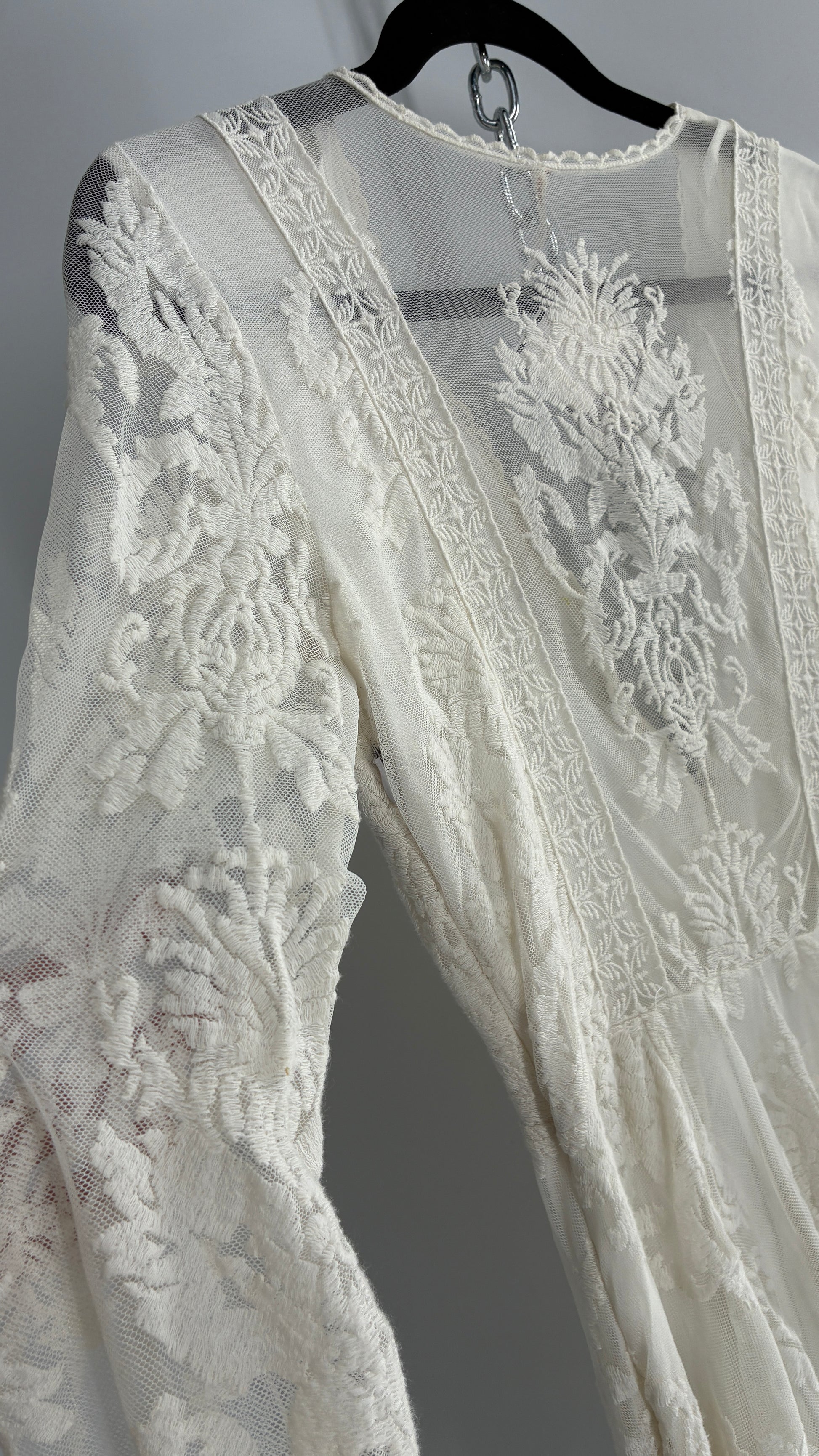 Free People White Lace All Over Embroidered Mini Dress with Sheer Back The Thrifty Hippy Free People White Lace All Over Embroidered Mini Dress with Sheer Back The Thrifty Hippy