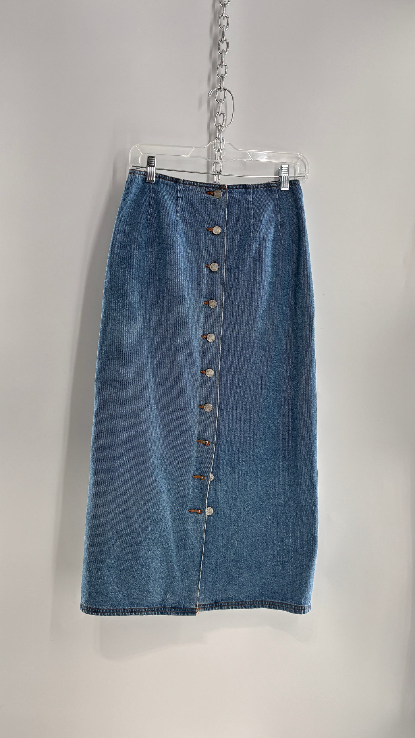 Vintage Old Navy Button Front Denim Jean Skirt (6)