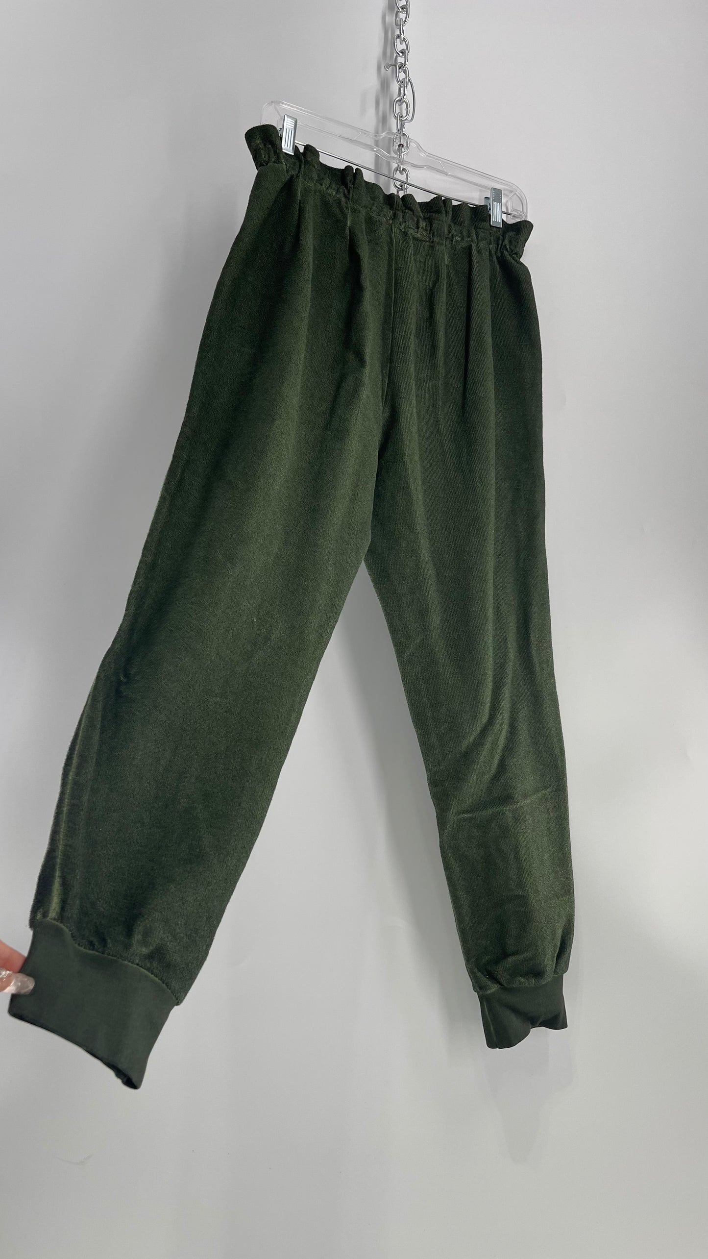 Something Navy Portugal Made Army Green Gauze Hand Dyed Joggers(Medium)