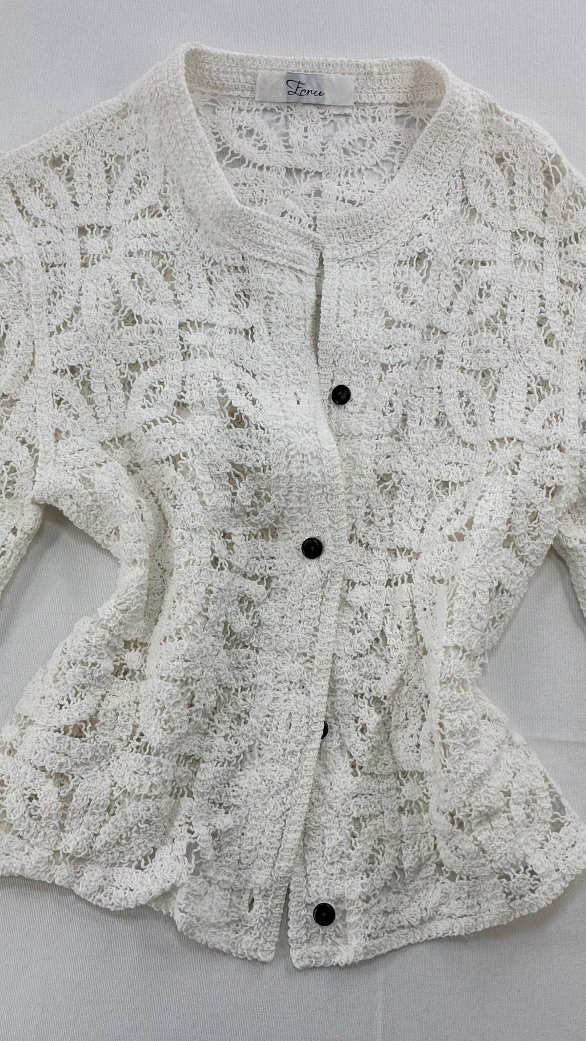Imported Portuguese 100% Cotton Crochet Cardigan NWOT (Medium)