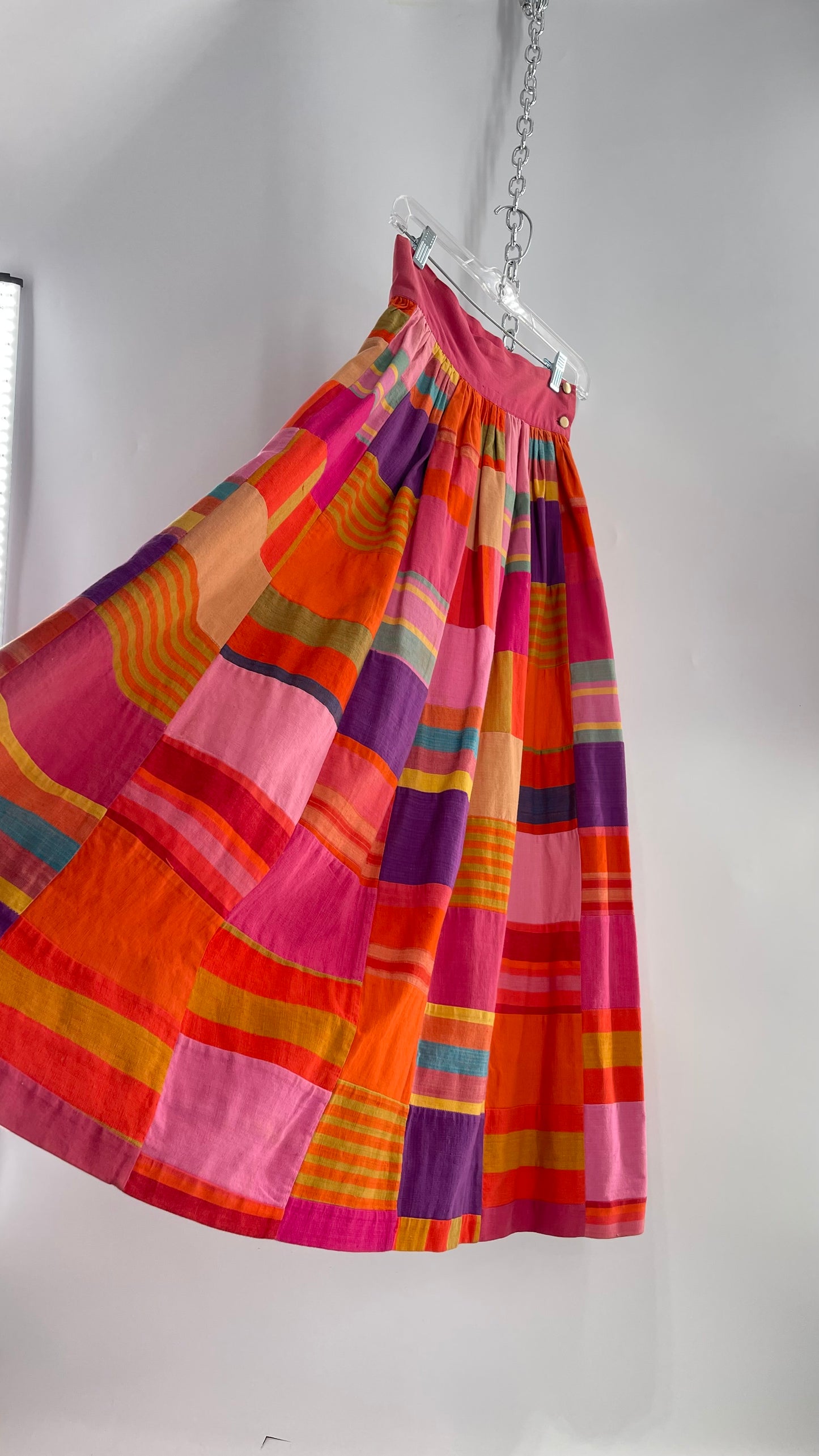 Vintage El Palomar Patchwork Skirt Made in Jalisco Mexico (XS)