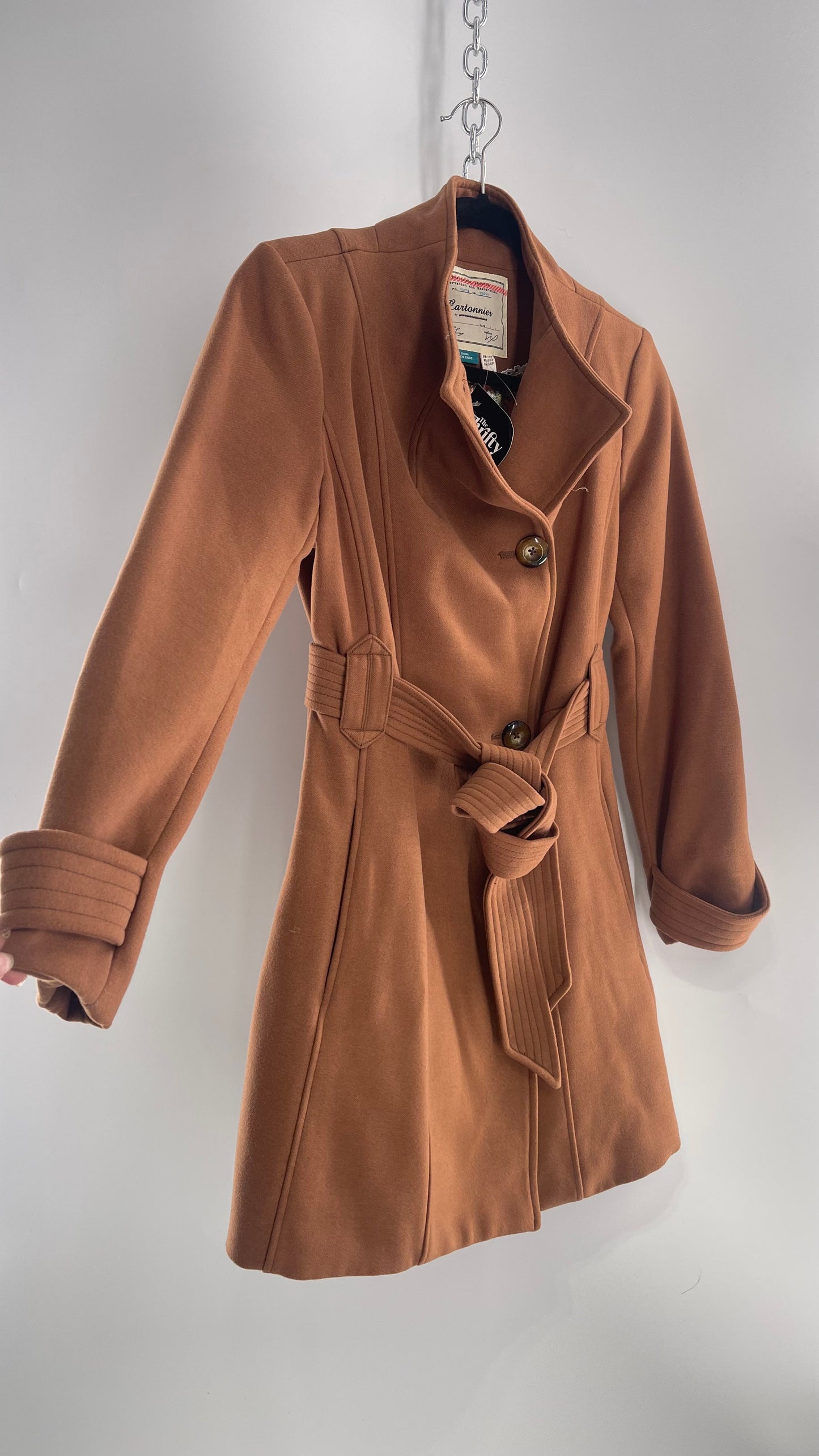 Anthropologie Cartonnier Rust/Brown Trench Coat with Satin Paisley Lining (6P)