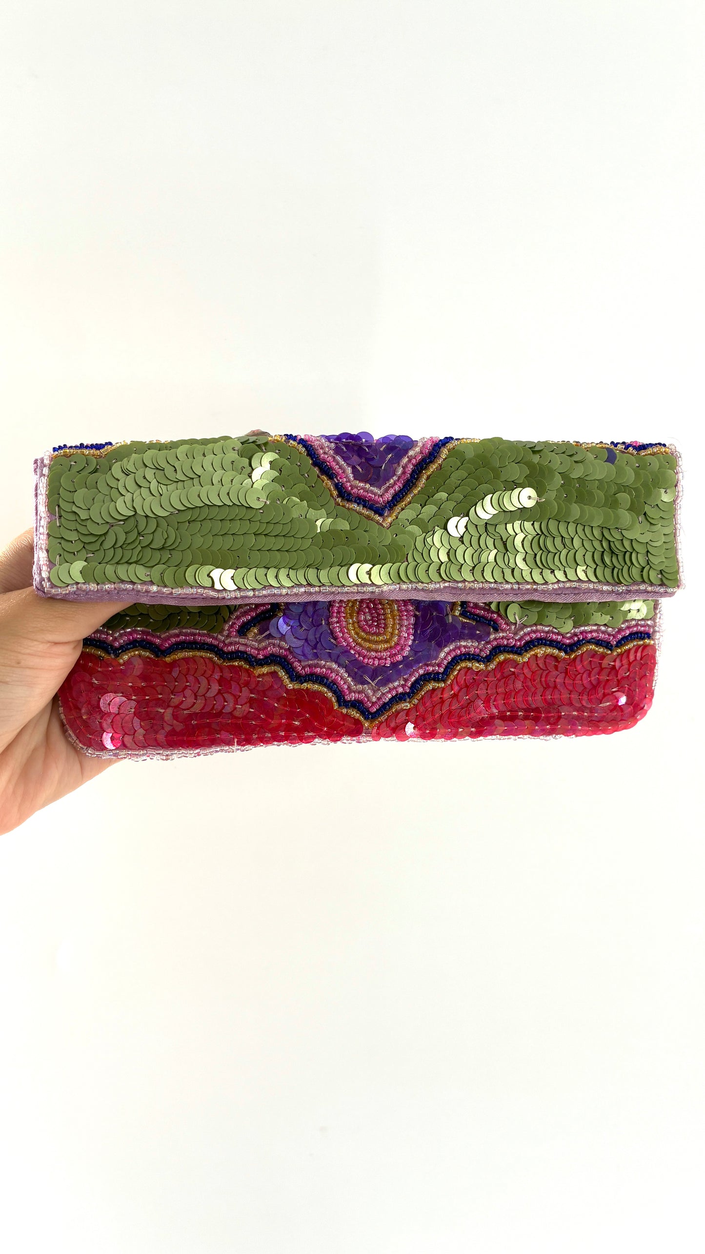 Vintage K.C MALHAN Sequin Beaded Clutch Wallet