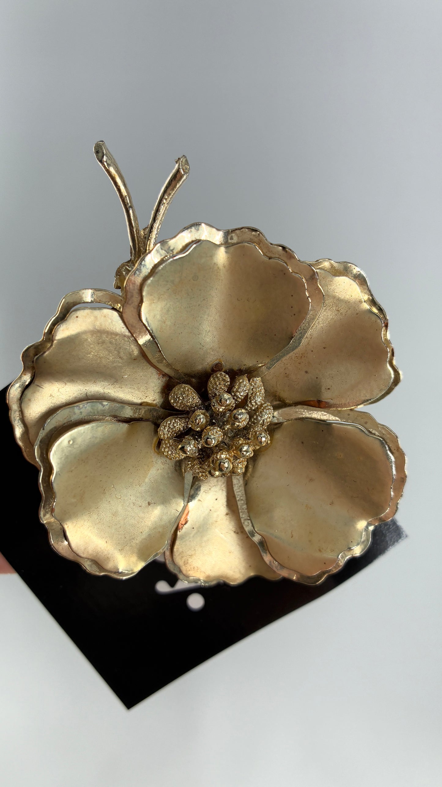 Vintage Oversized Gold Floral Brooch Pin