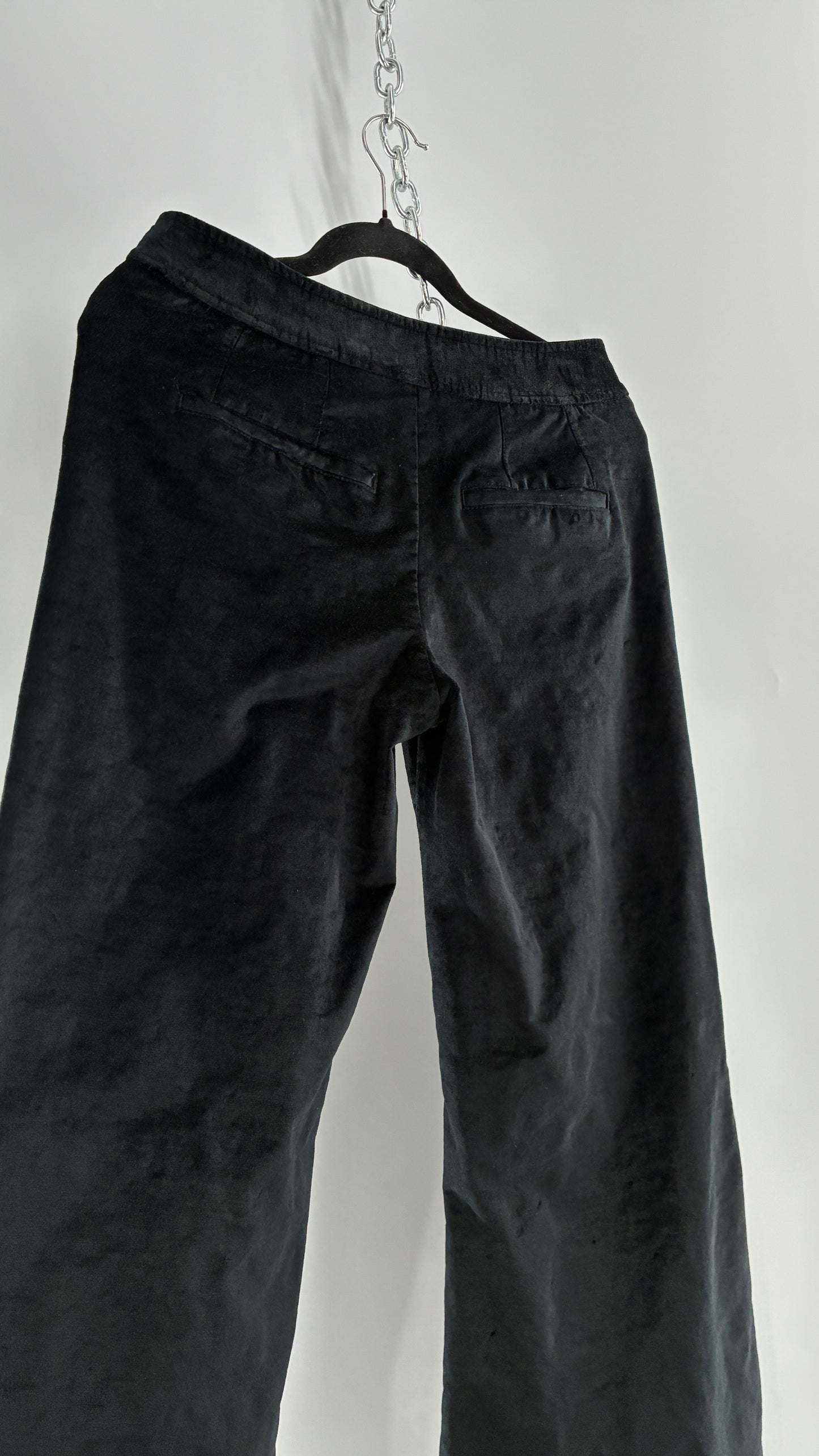 Free people Black Heavy Velour Velvet  Walk with You Kick Flare Hot Pants(6)