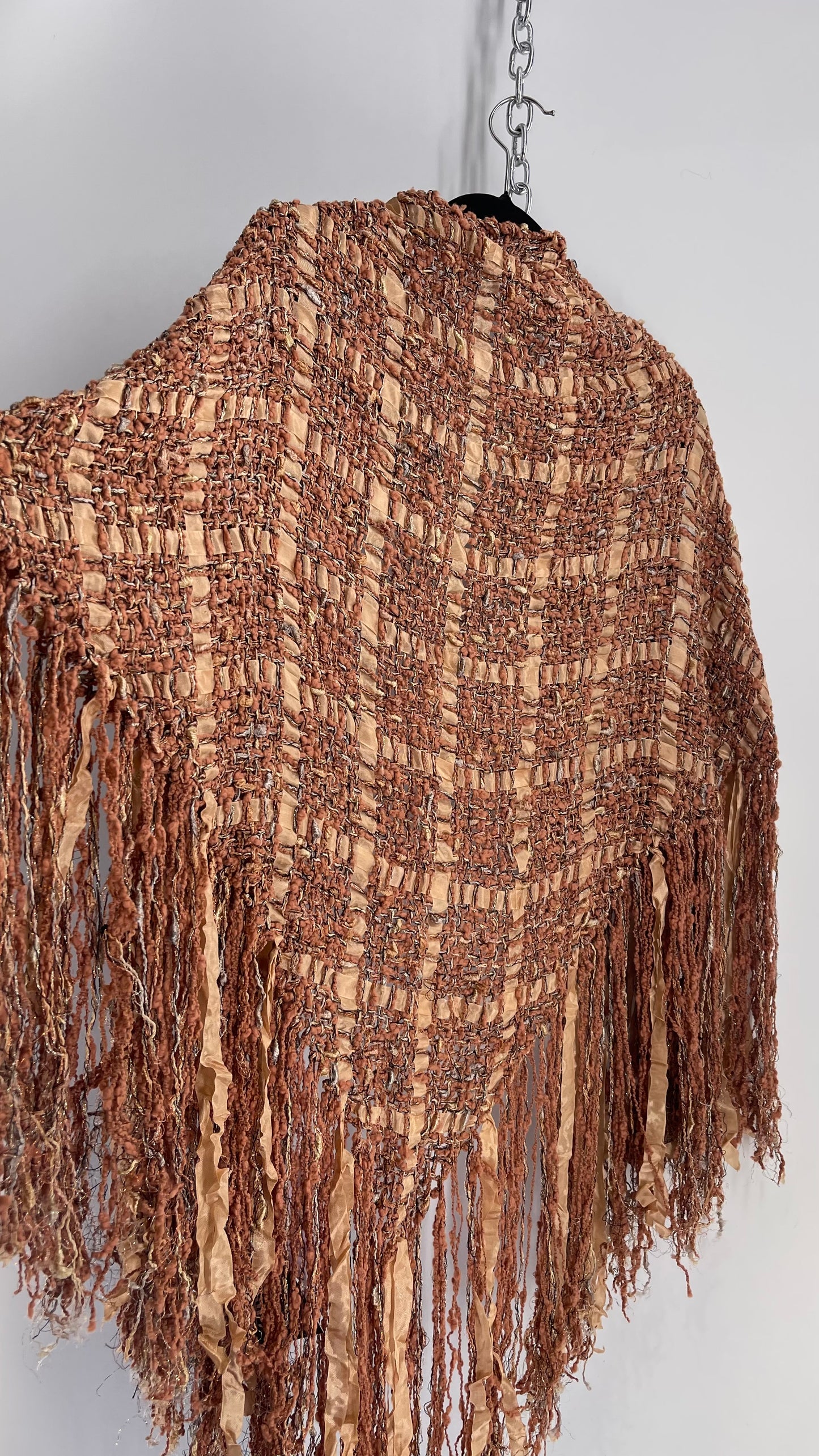 Vintage Fringed Scarf/Cape Benefits Hand Woven by Bob Gibson and Jon Fivecoat (One Size)