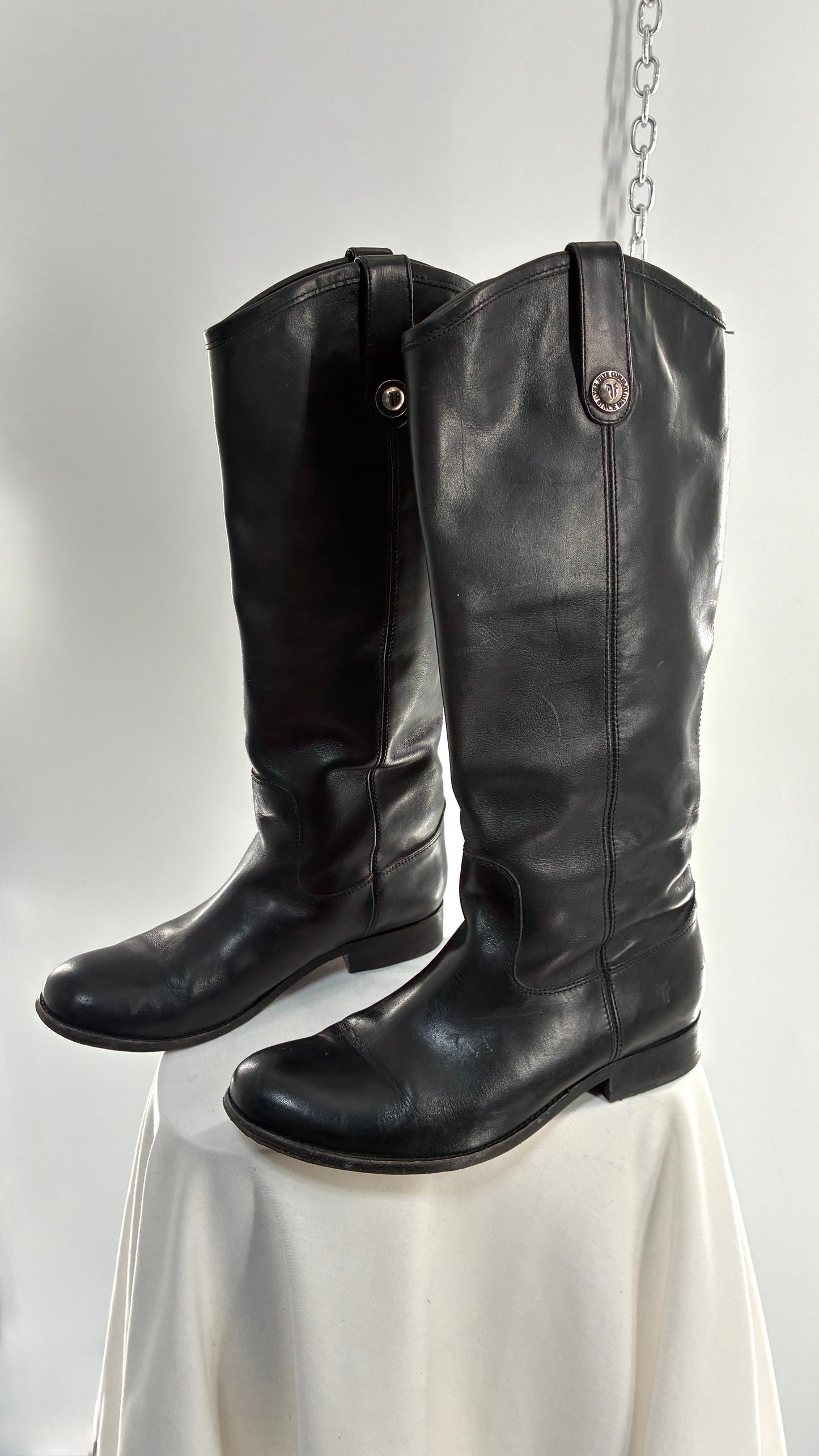 Vintage FRYE Melissa Tall Black Genuine Leather Boots Made in Mexico (8)