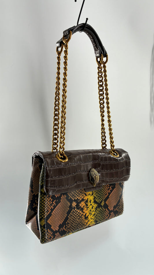 KURT GEIGER London Kensington Croc and Python Embossed Leather Crossbody Bag