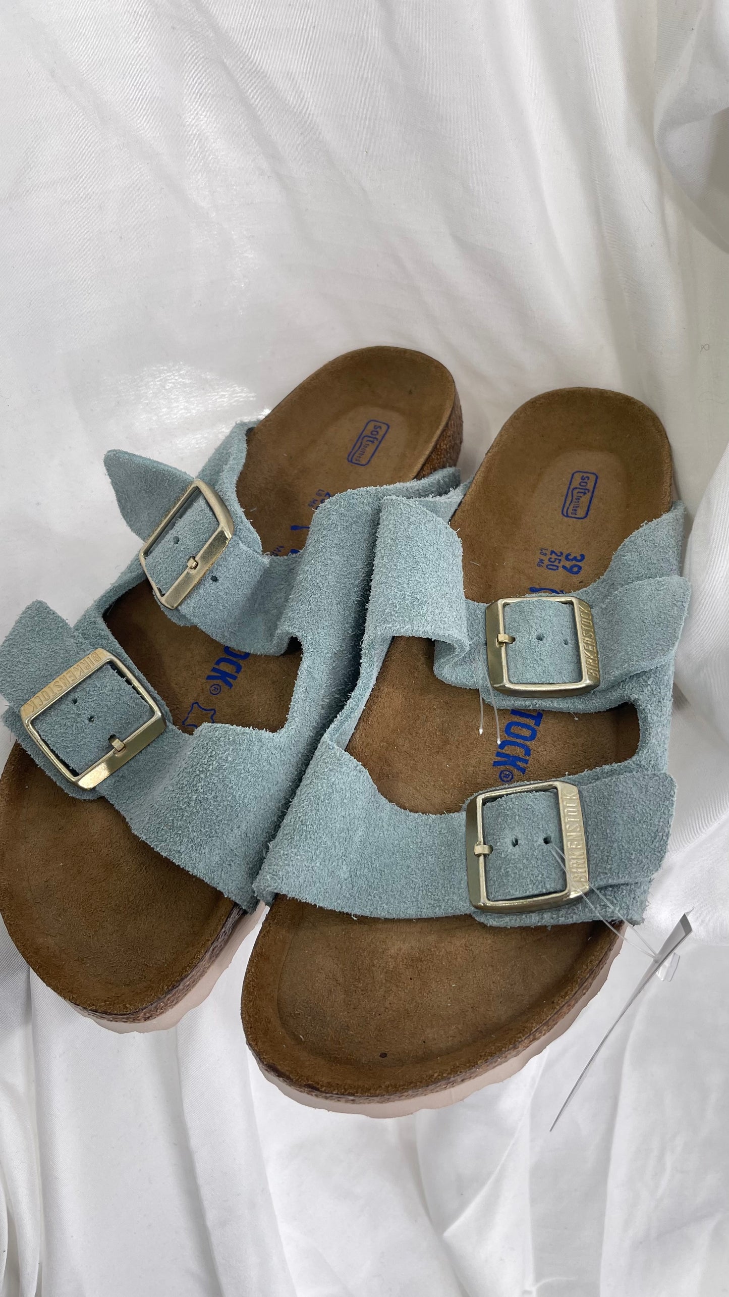 Birkenstock Powder Blue Suede Double Strap Sandal (39/8)