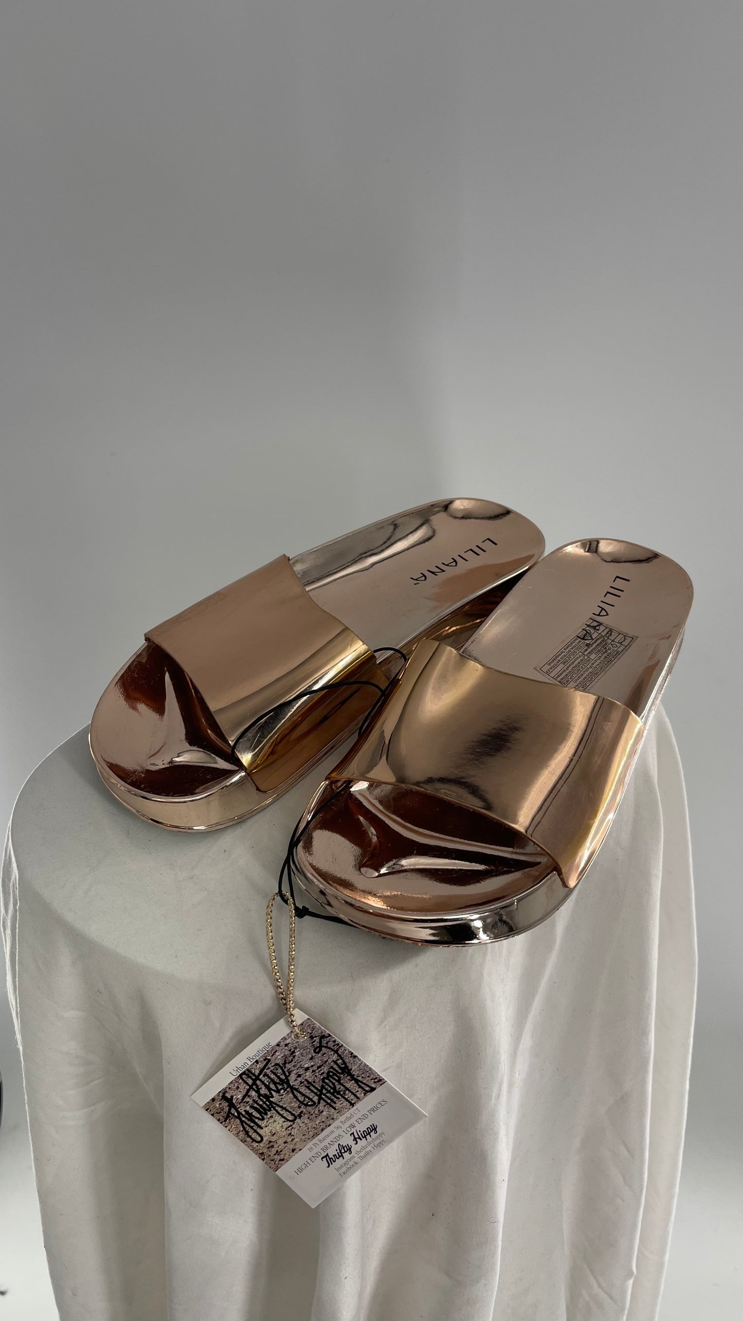 Liliana Copper/Rose Gold Metallic Slides (8)