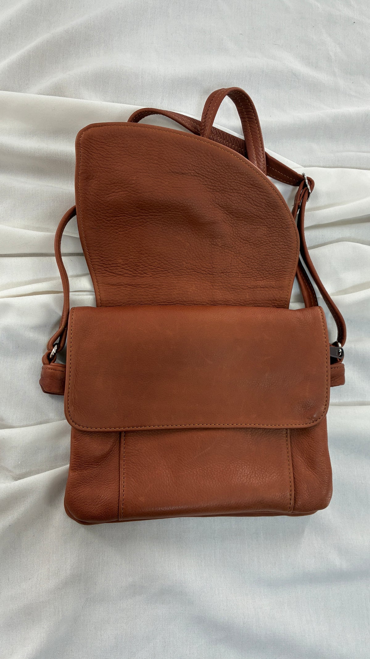 ELIE Genuine Leather Tulip Jr Handbag with Multiple Sections and Zippered Pockets