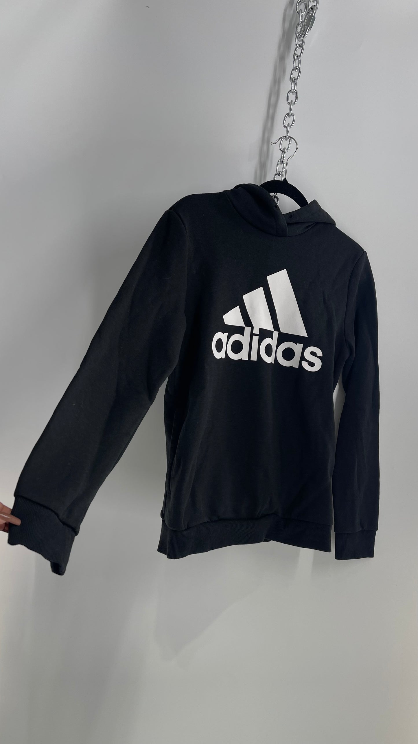 ADIDAS Black Logo Hoodie (Small)