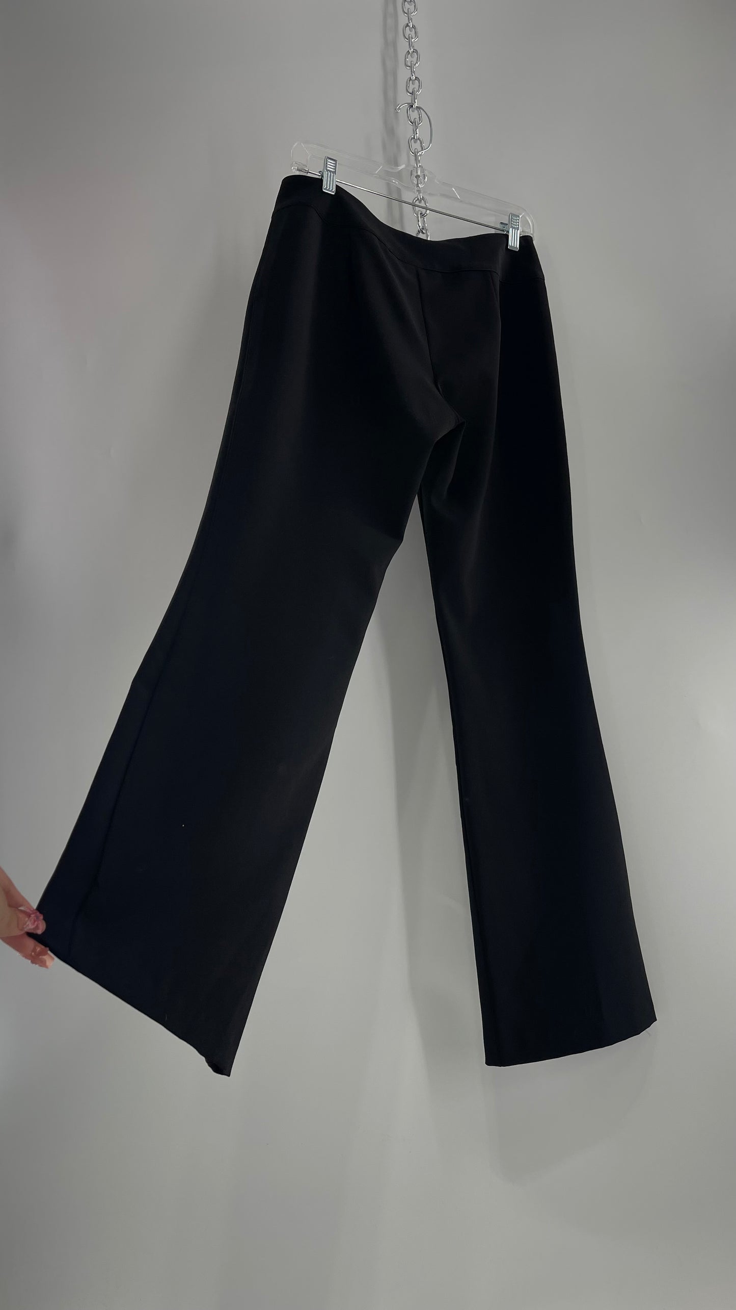 Vintage BARANDA 1990s Black Kick Flare Trousers with Lace Up Waist Details (10)