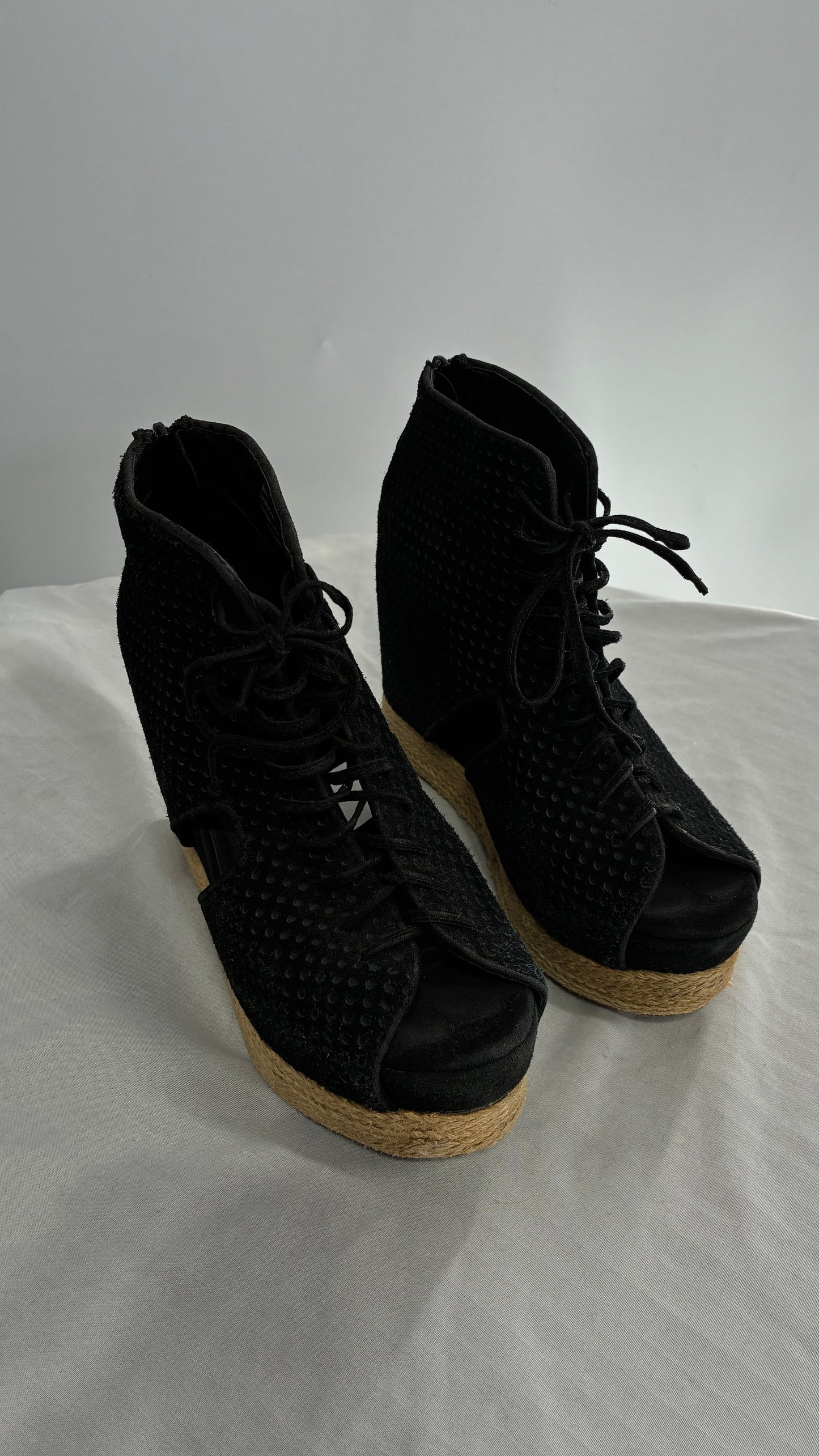 Havana Jeffrey Campbell Exaggerated Wedge Heel Black Suede Platform (7)