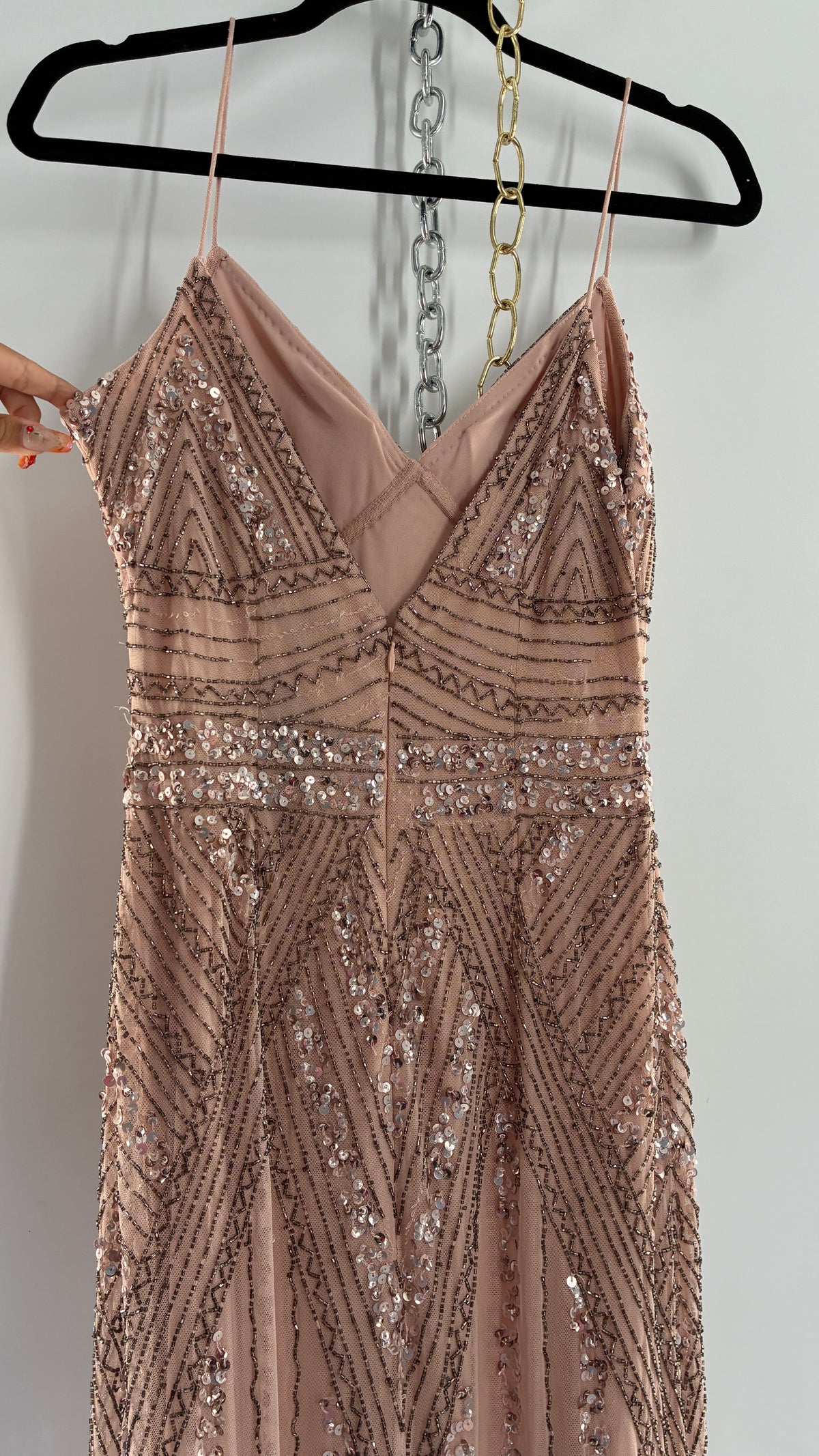 Vintage MARINA Dusty Pink Beaded Gown (2)