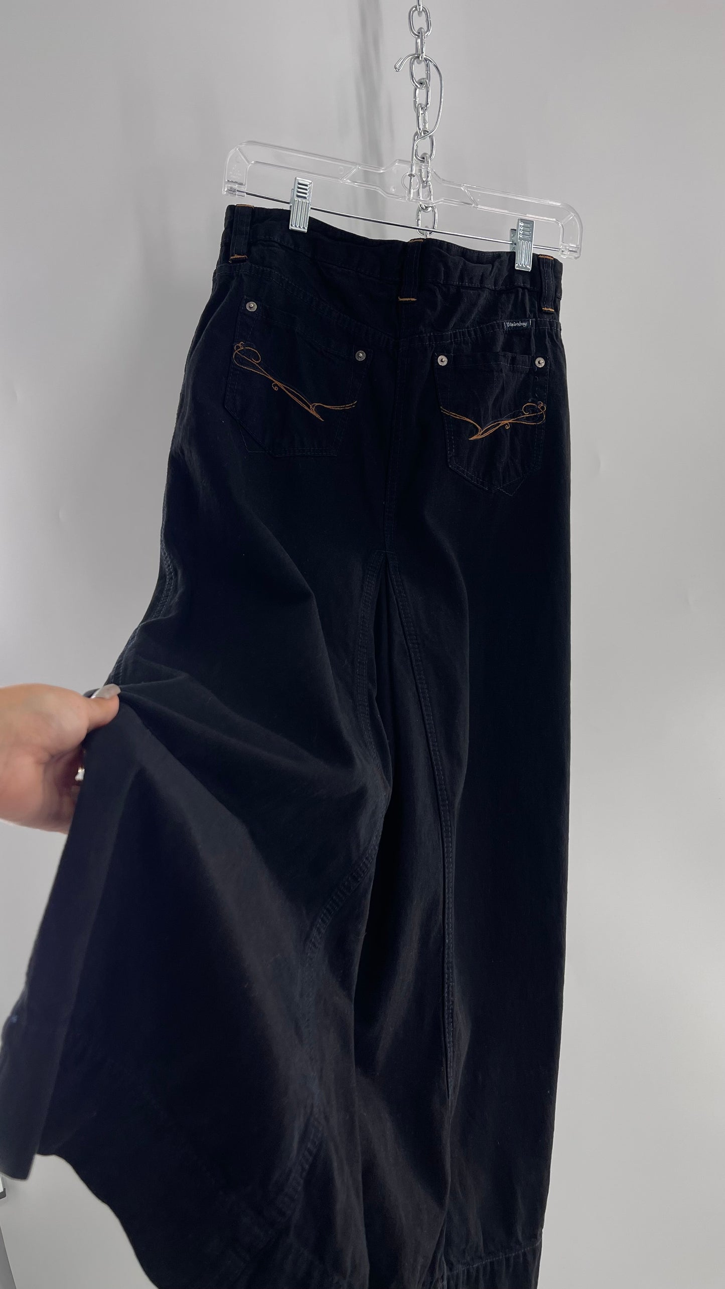 Vintage Urban Outfitters Renewal Union Bay Dark Wash Denim Full Length Skirt with Tags Attached (Small)