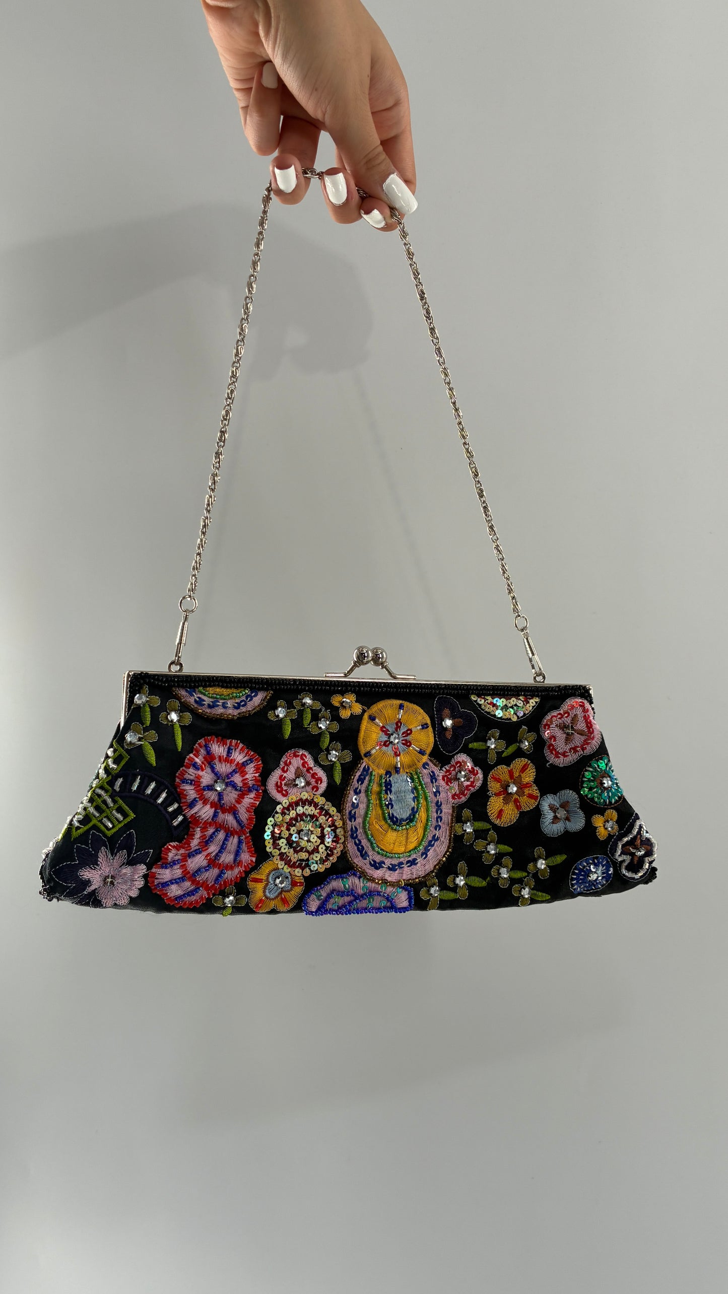Vintage 1990s New York & Company Black Beaded Bag