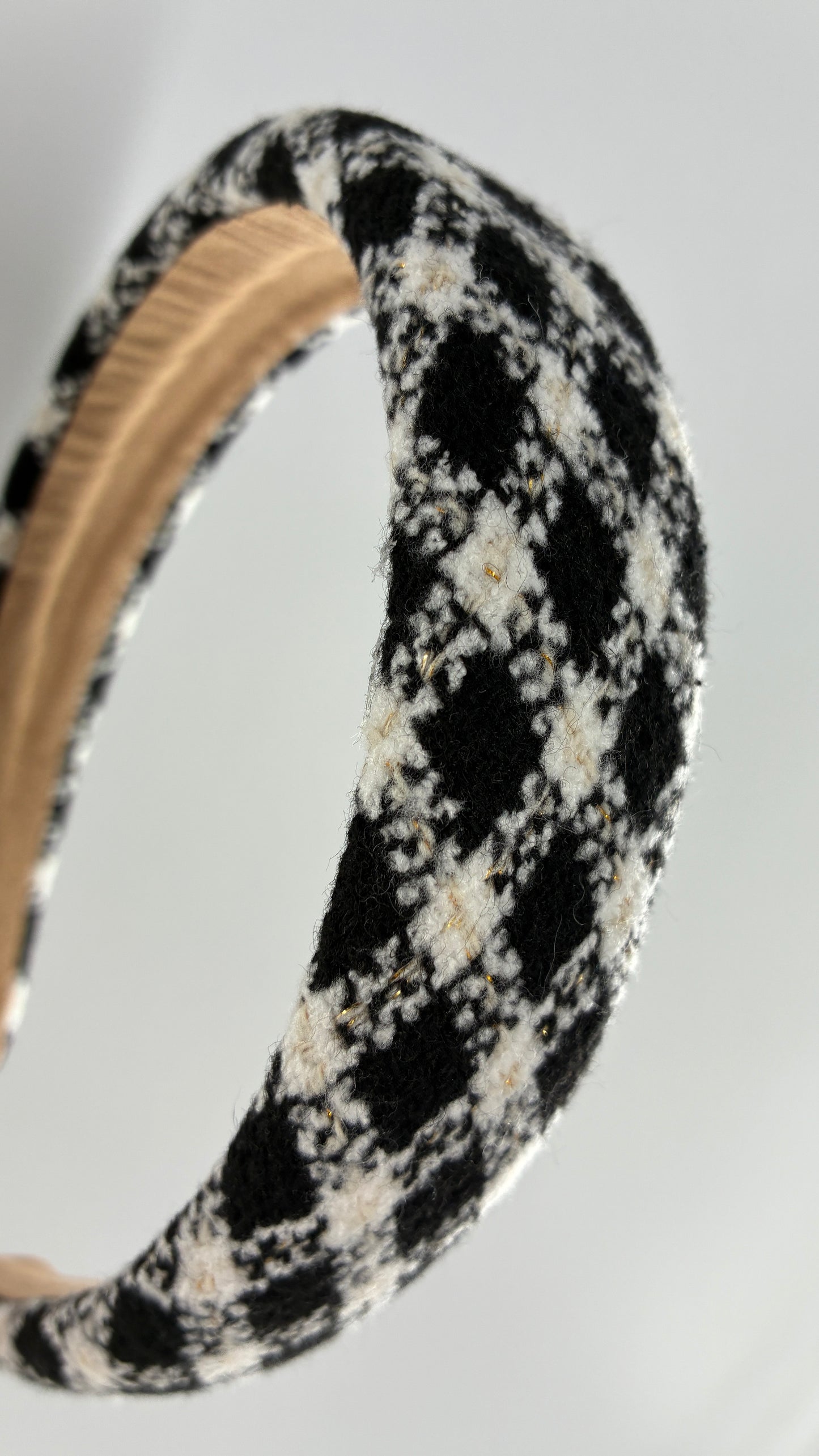 Black and White Plaid Knit Headband