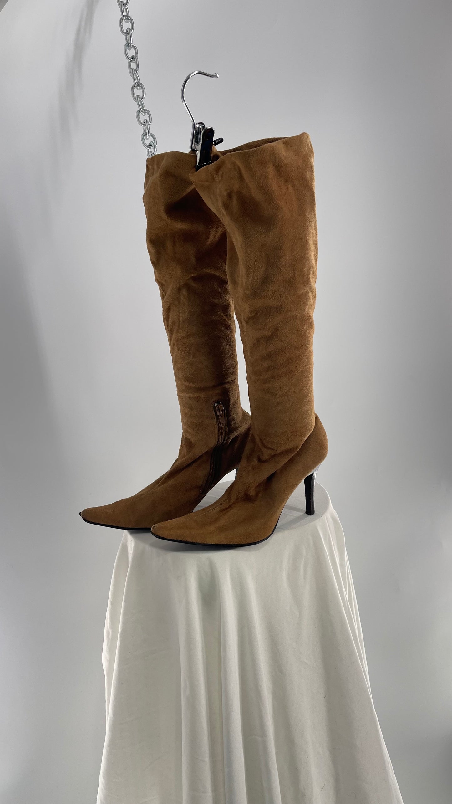 Vintage Apt 9 Tall Tan Pointed Toe Skinny Heel Boots(6)