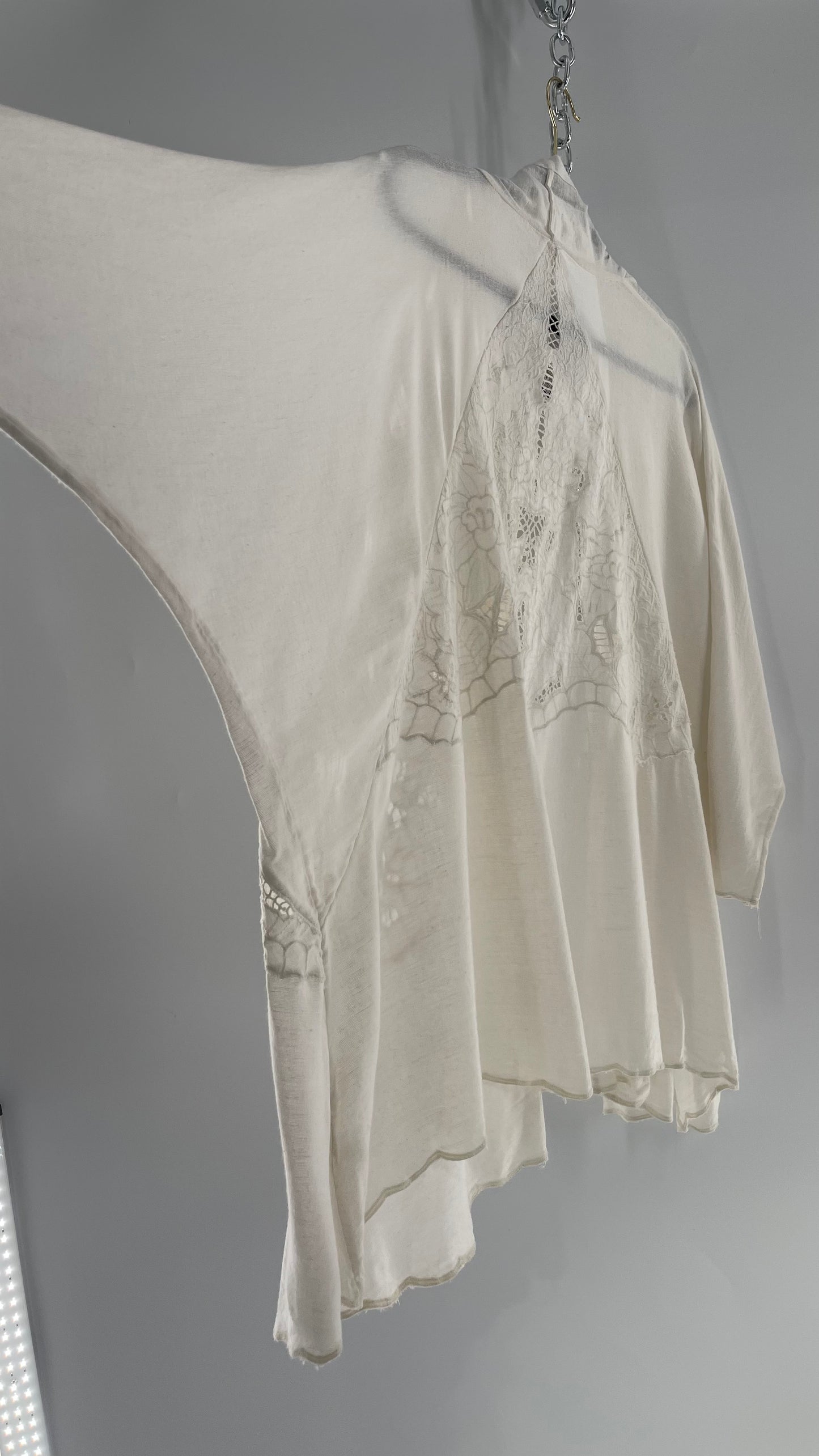 Intimately Free People Linen/Cotton White Cape with Embroidery Design  (Medium)