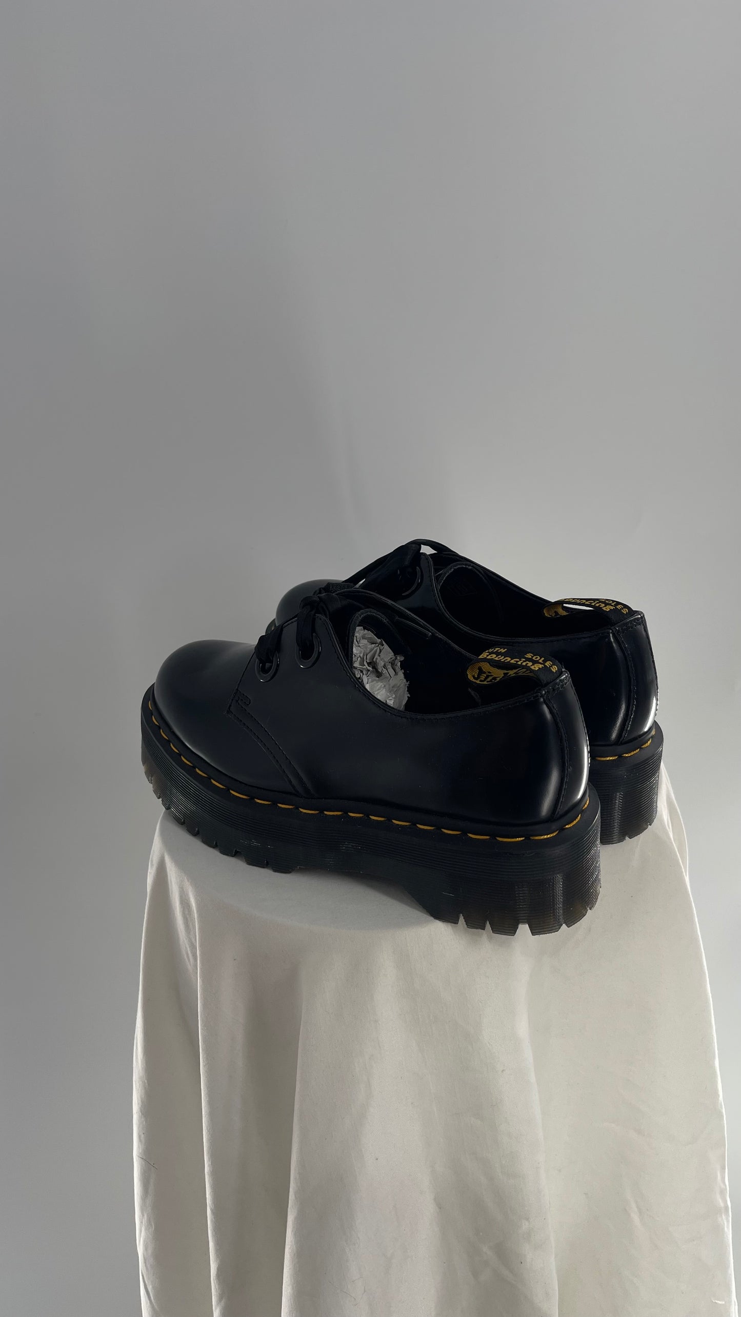 Dr.Martens  Black Patent Leather Holly Platform Oxford(8)