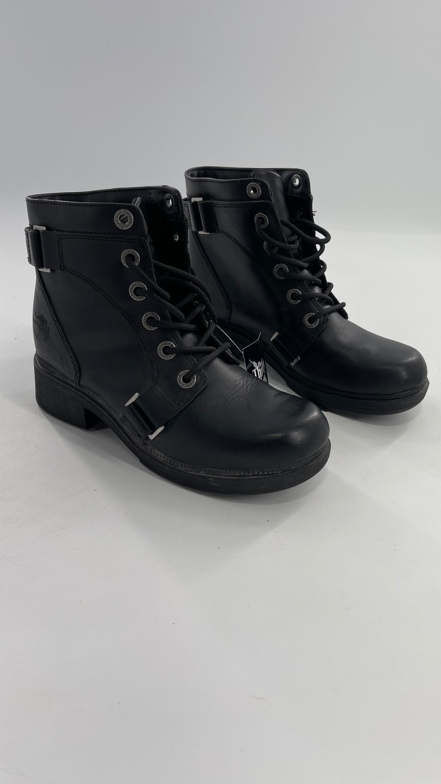 Harley Davidson Black Leather Combat Boots (8.5)