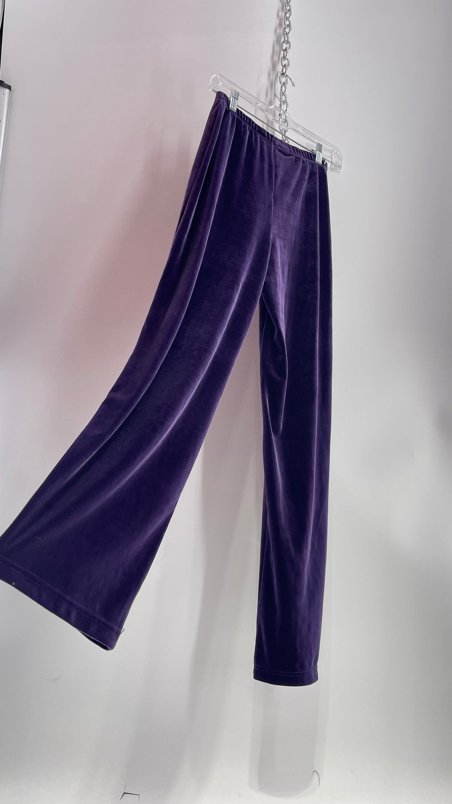 Vintage Purple Velour Velveteen Yoga Pant (Small)