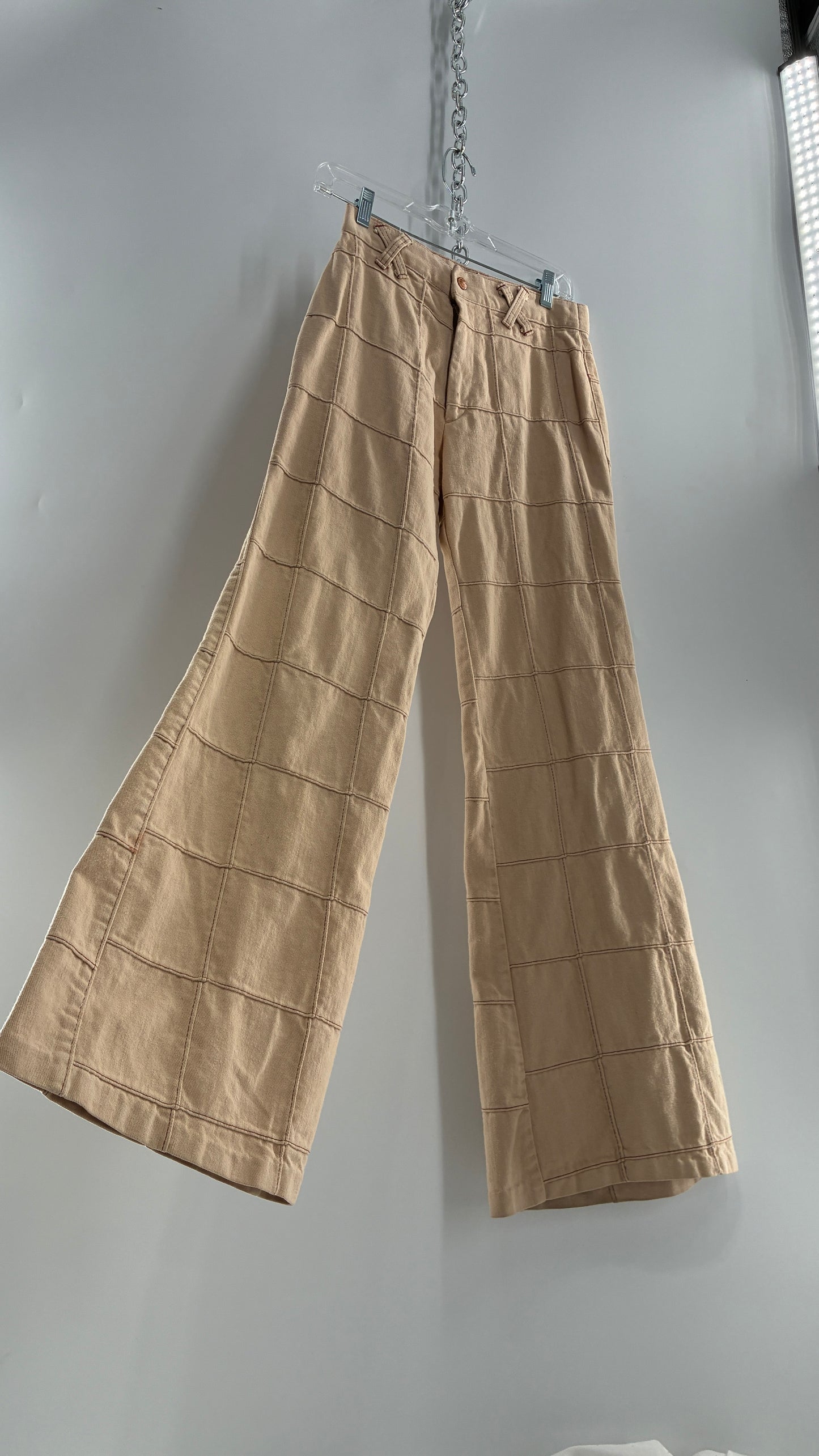Vintage Tan Patchwork Flare with “X” Belt Loops (XS/S)