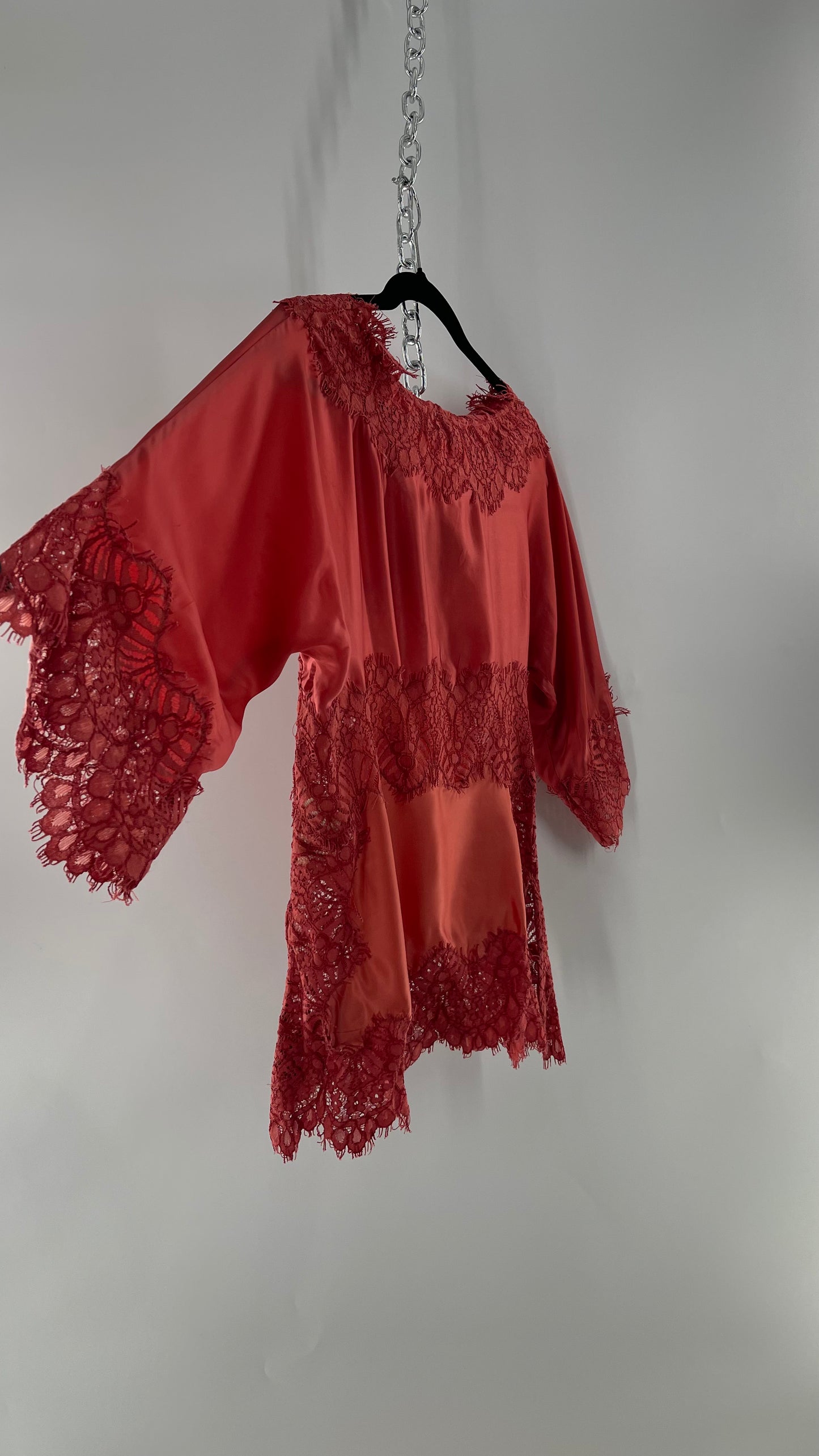 Moulinette Soeurs Vetements Silky Blouse with Thick Scalloped Lace Trim (XS)