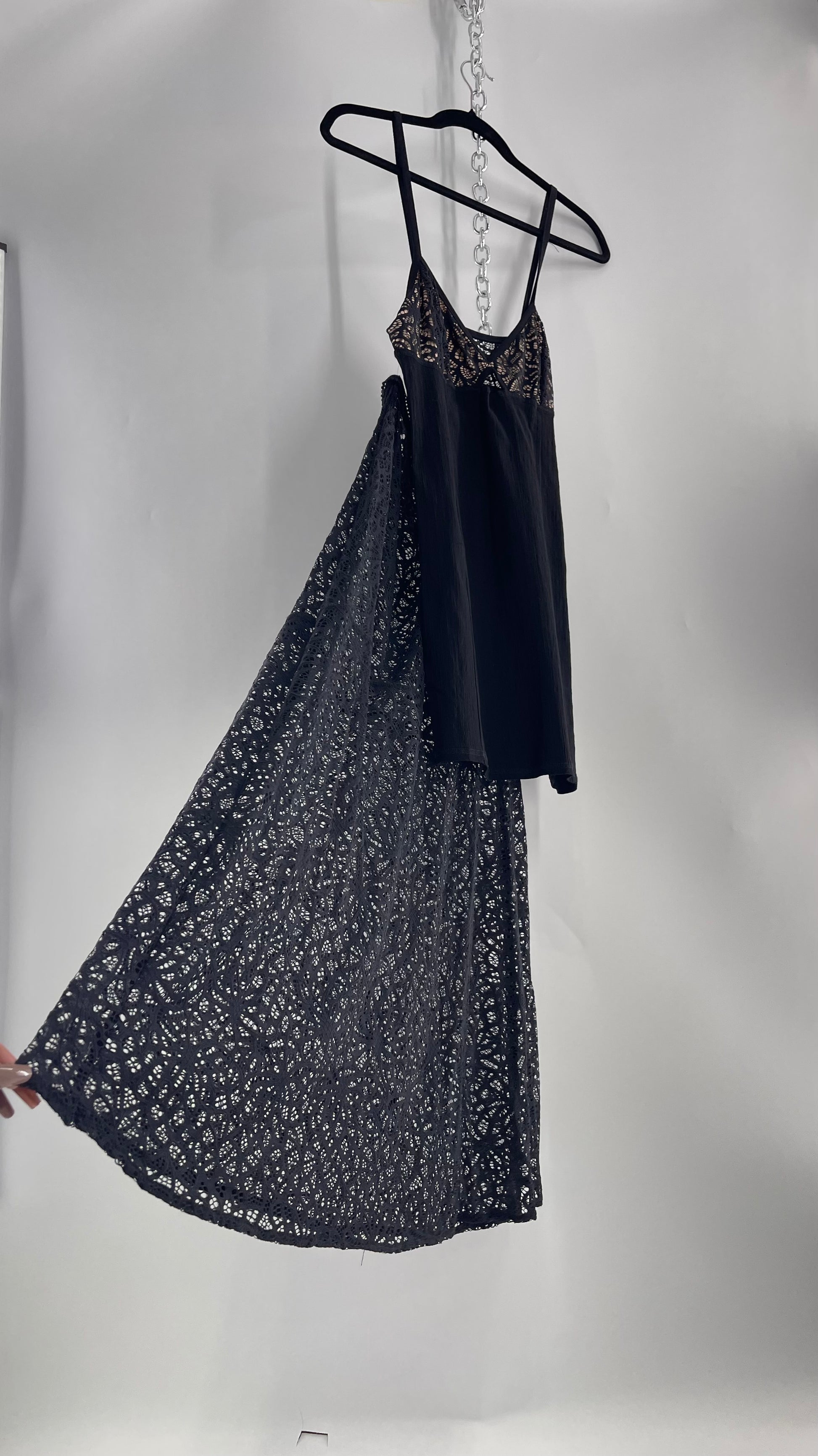 Intimately Free People Set Black Mini Dress with Nude Bust and Lace Sh – The Thrifty Hippy