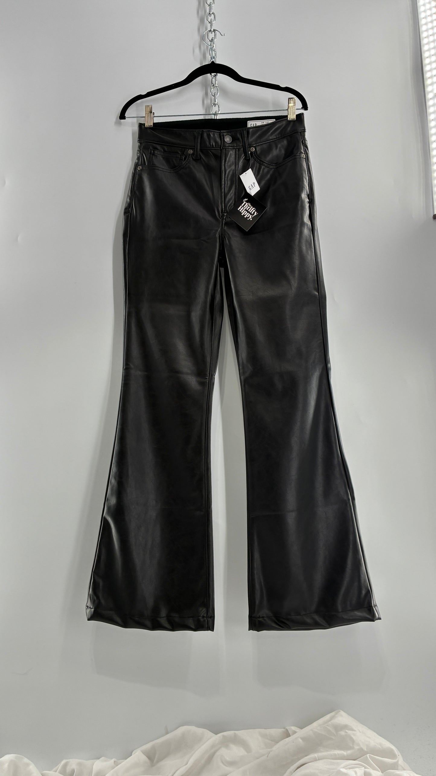 GAP Black Vegan Leather Flared Pants with Tags Attached (28/6R)