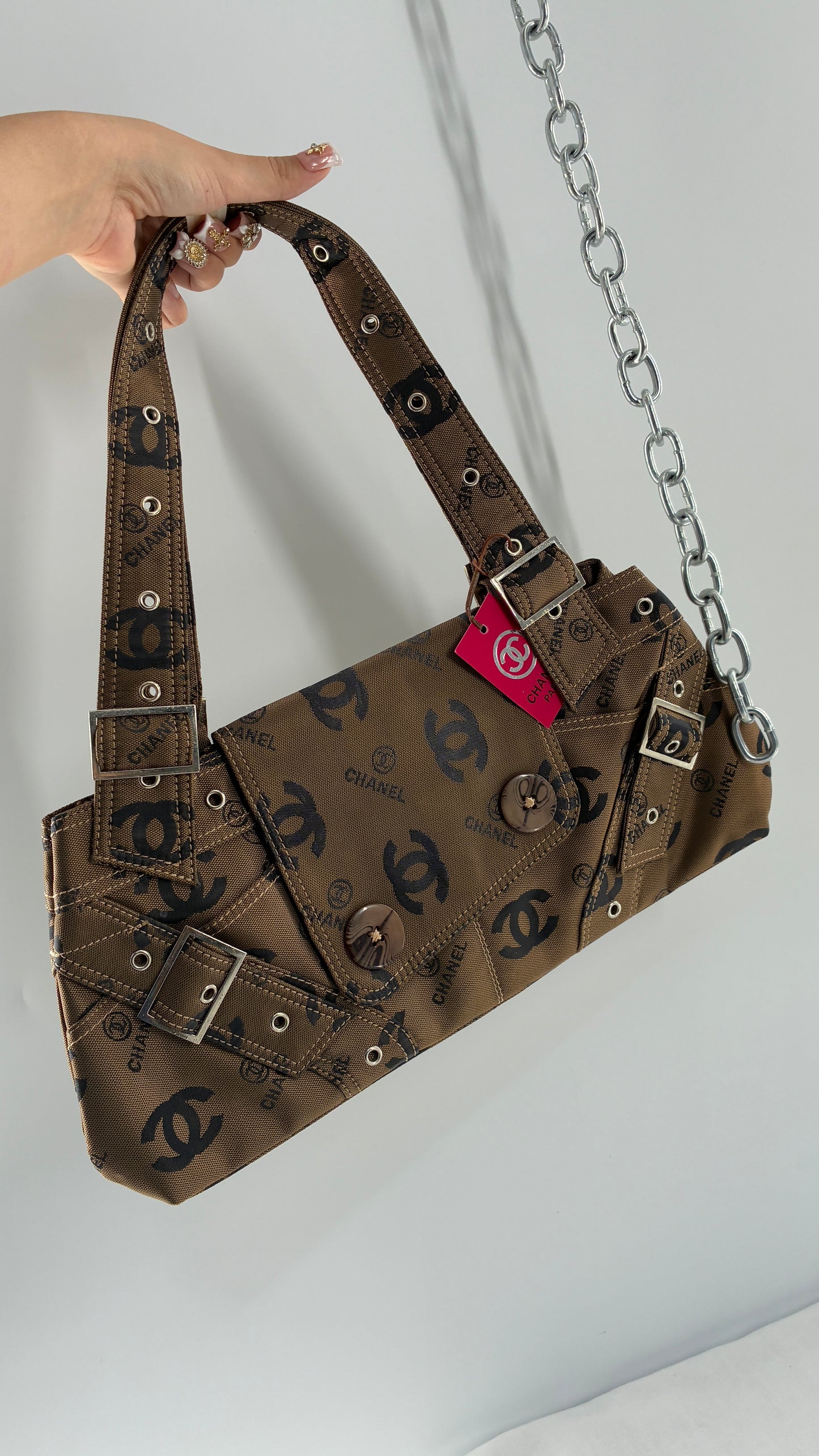 Vintage Kitschy Unauthenticated CHANEL All Over Monogram Buckle Bag