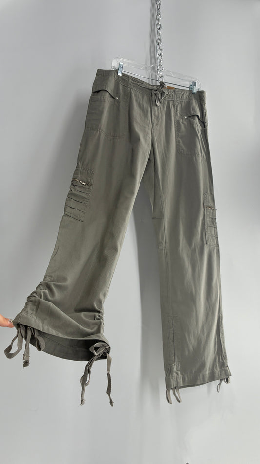 Deadstock Vintage MOKACHINO Grey Green Drawstring Cargos (8)