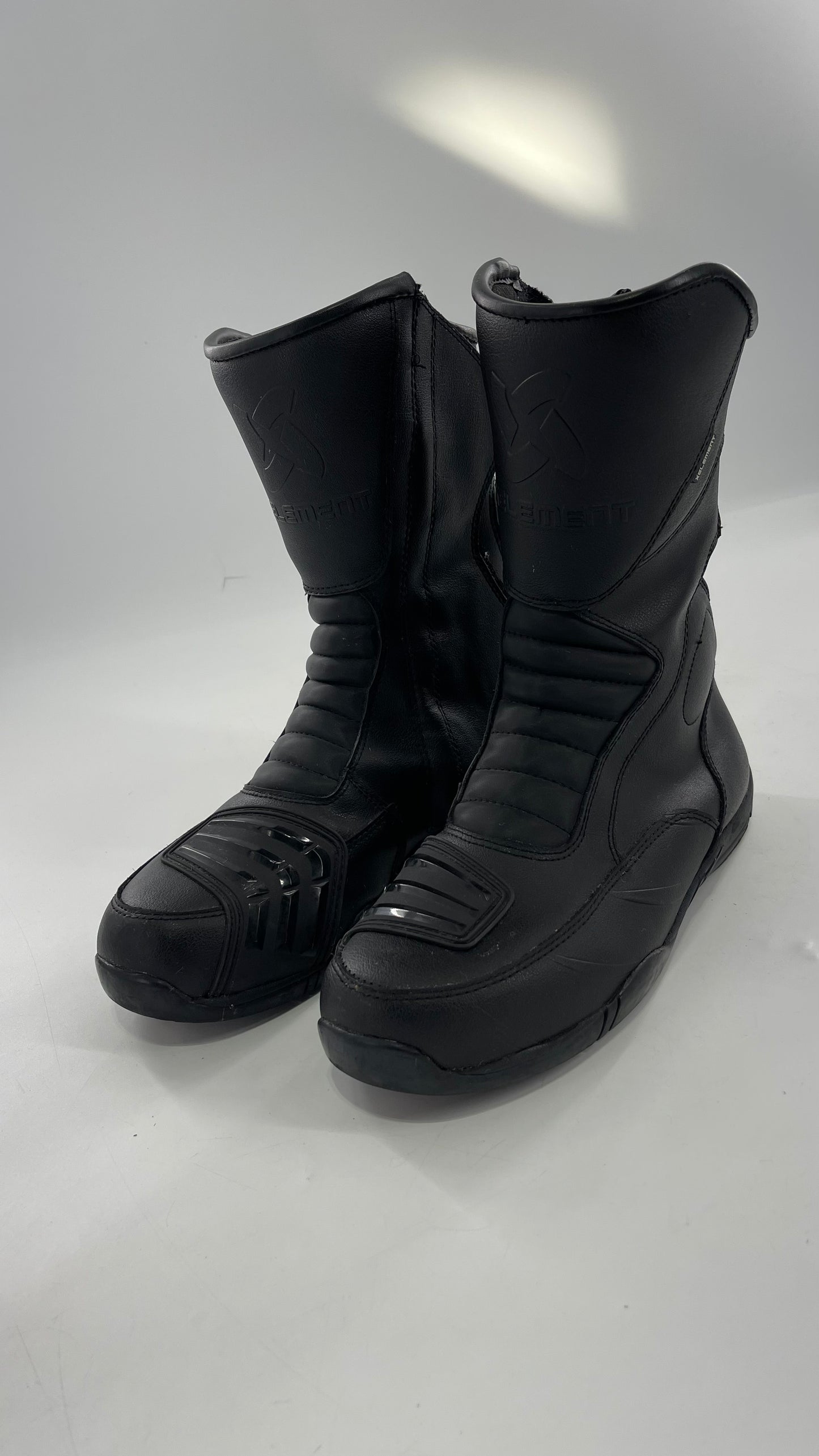 XELEMENT Black Leather Motorcycle Motocross Riding Boots (9.5)