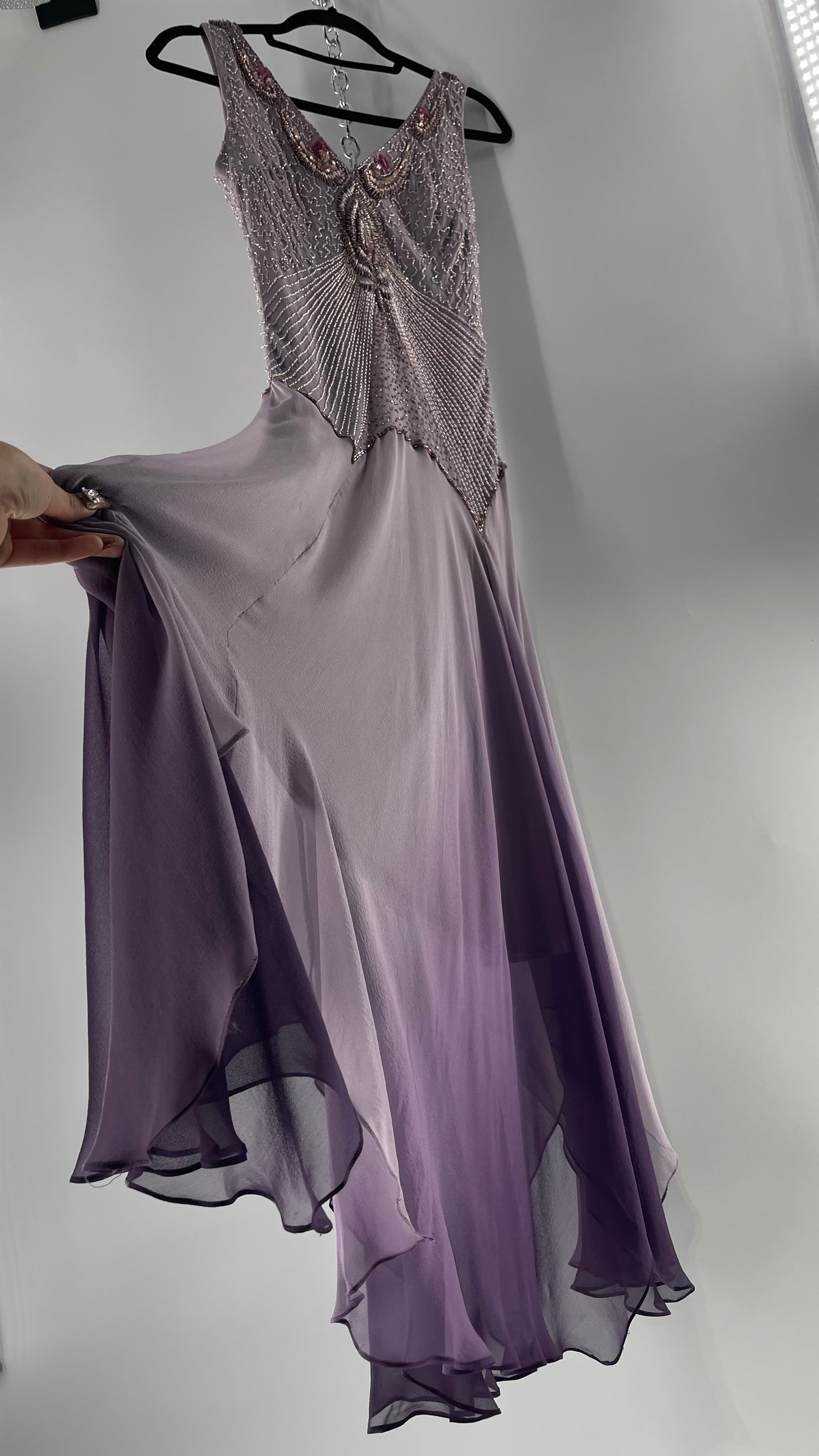 Terani Couture Lilac Gown with Multi Shade Handkerchief Hem with Beaded Bodice (14)