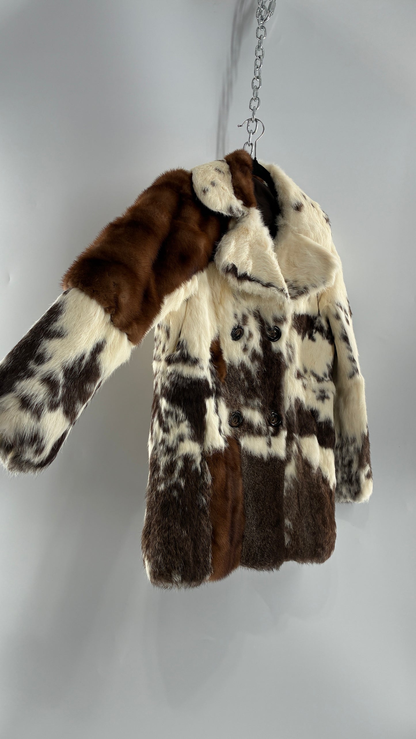 Vintage No Tags Handmade Patchwork Genuine Fur Coat (Medium)