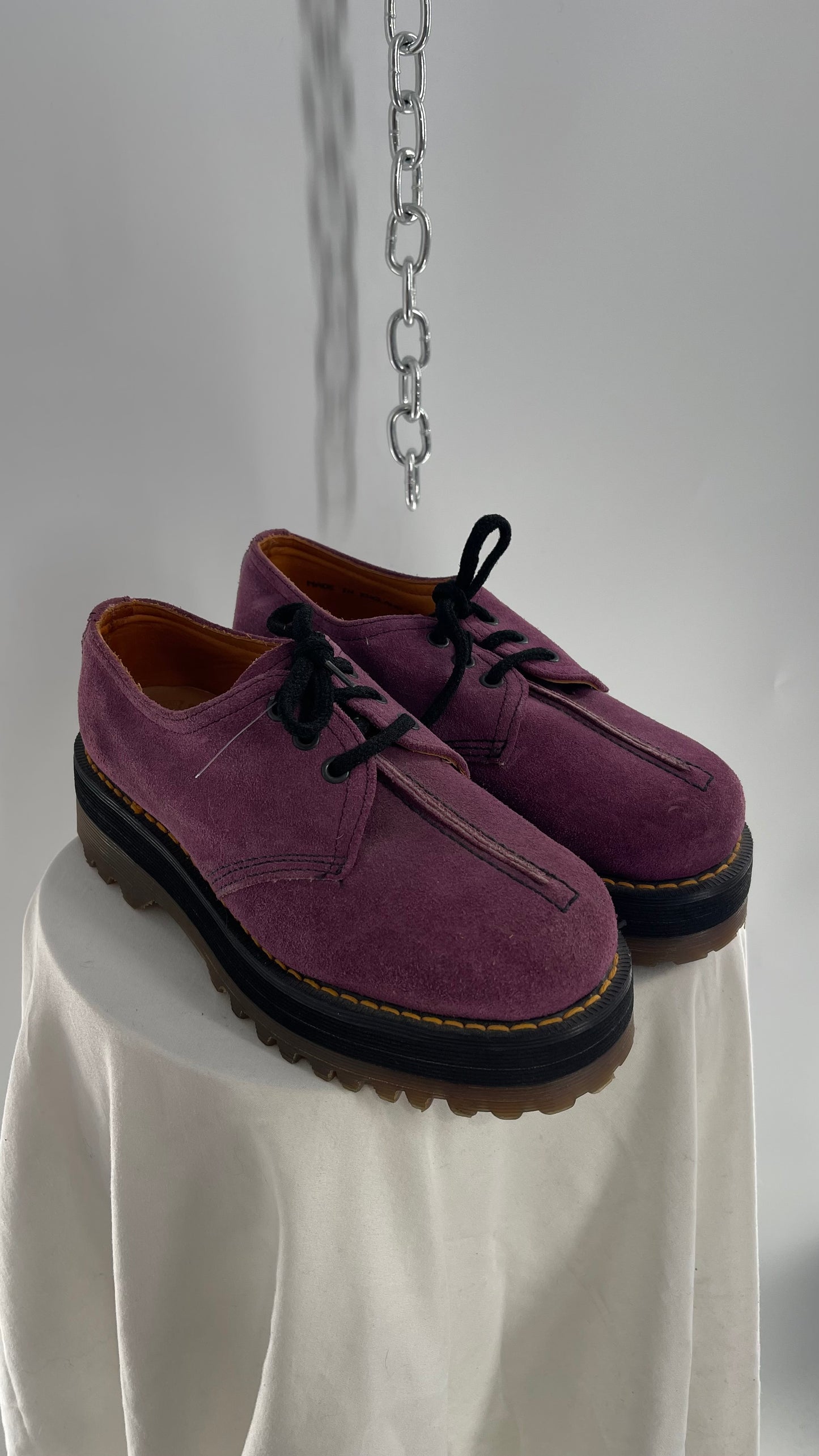 SUPER RARE Vintage Dr. Martens Platform Purple/Mauve Suede Leather Oxfords (3)