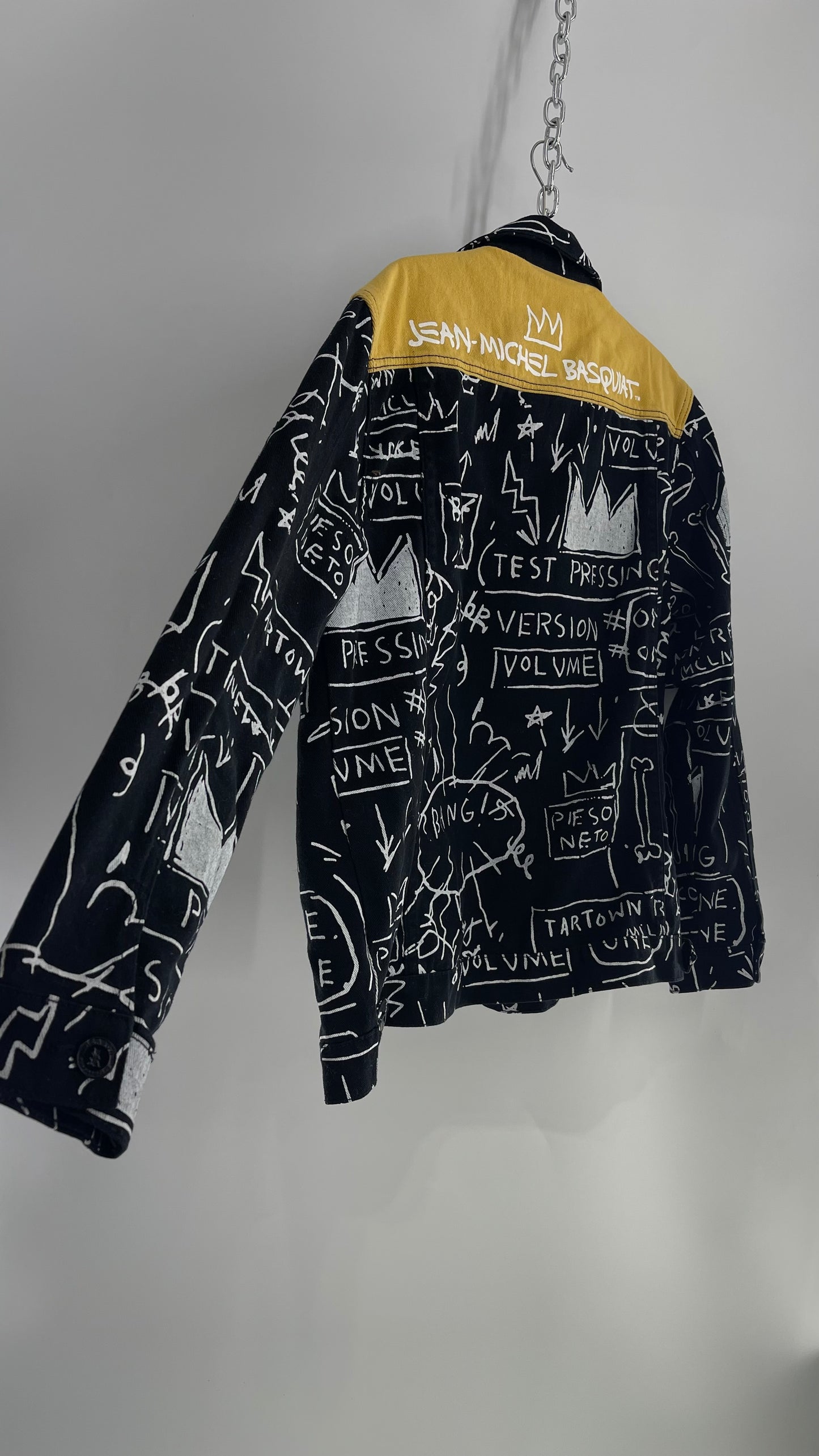 Reason X Jean-Michel Basquiat Black Jacket with Sketch All Over Pattern (XL)