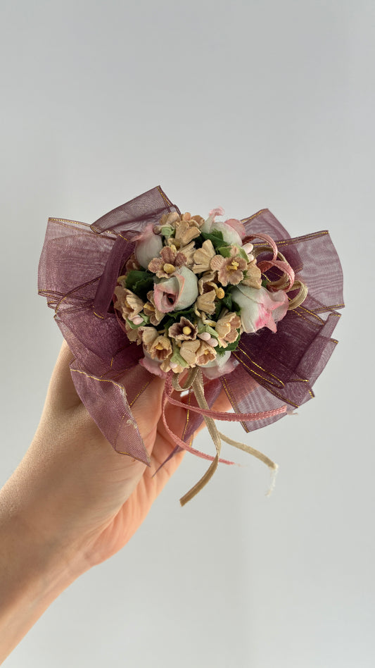 Vintage Ribbon and Lace Floral Brooch Pin