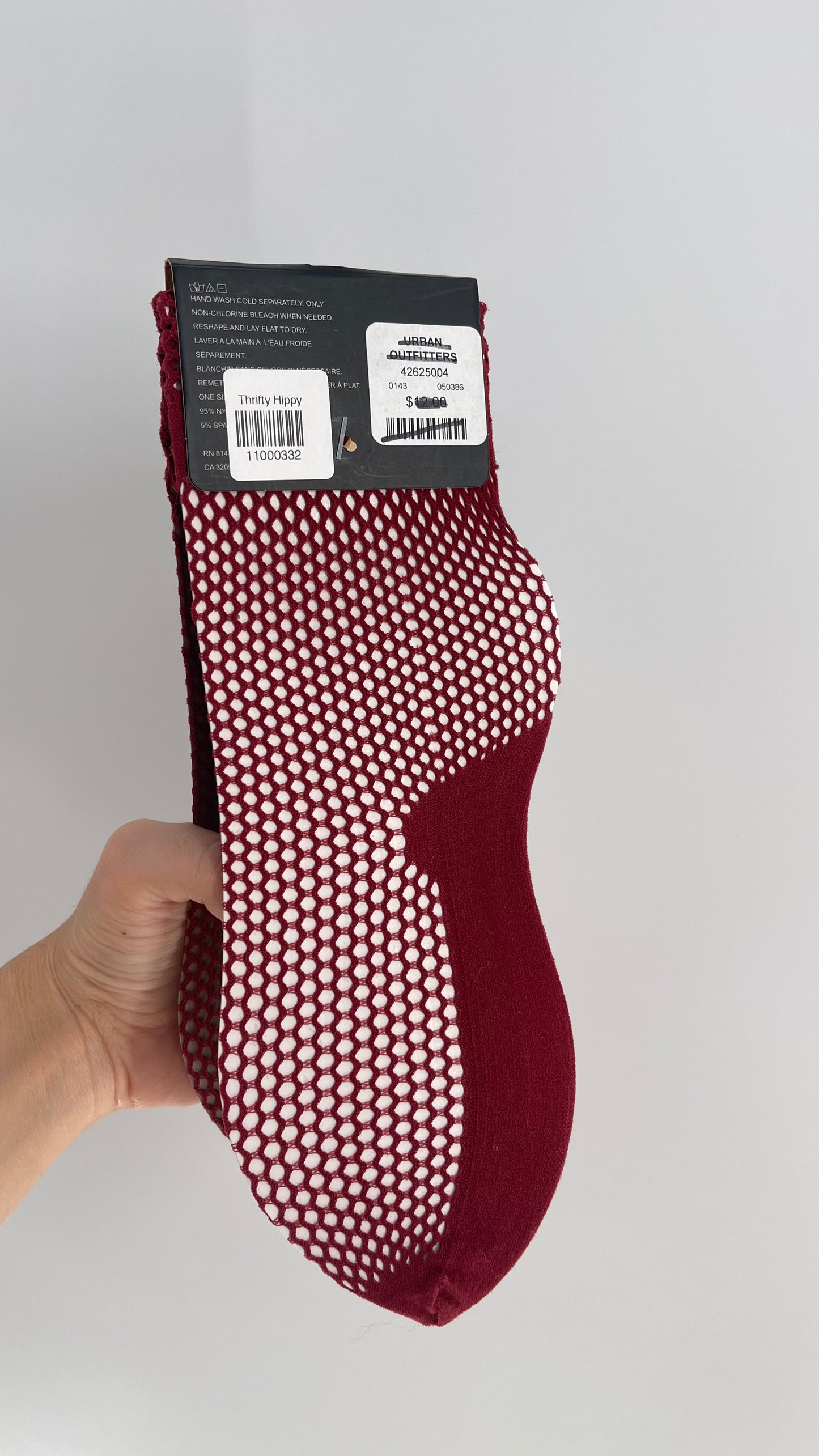 Urban Outfitters Maroon Red Mesh Ankle Sock