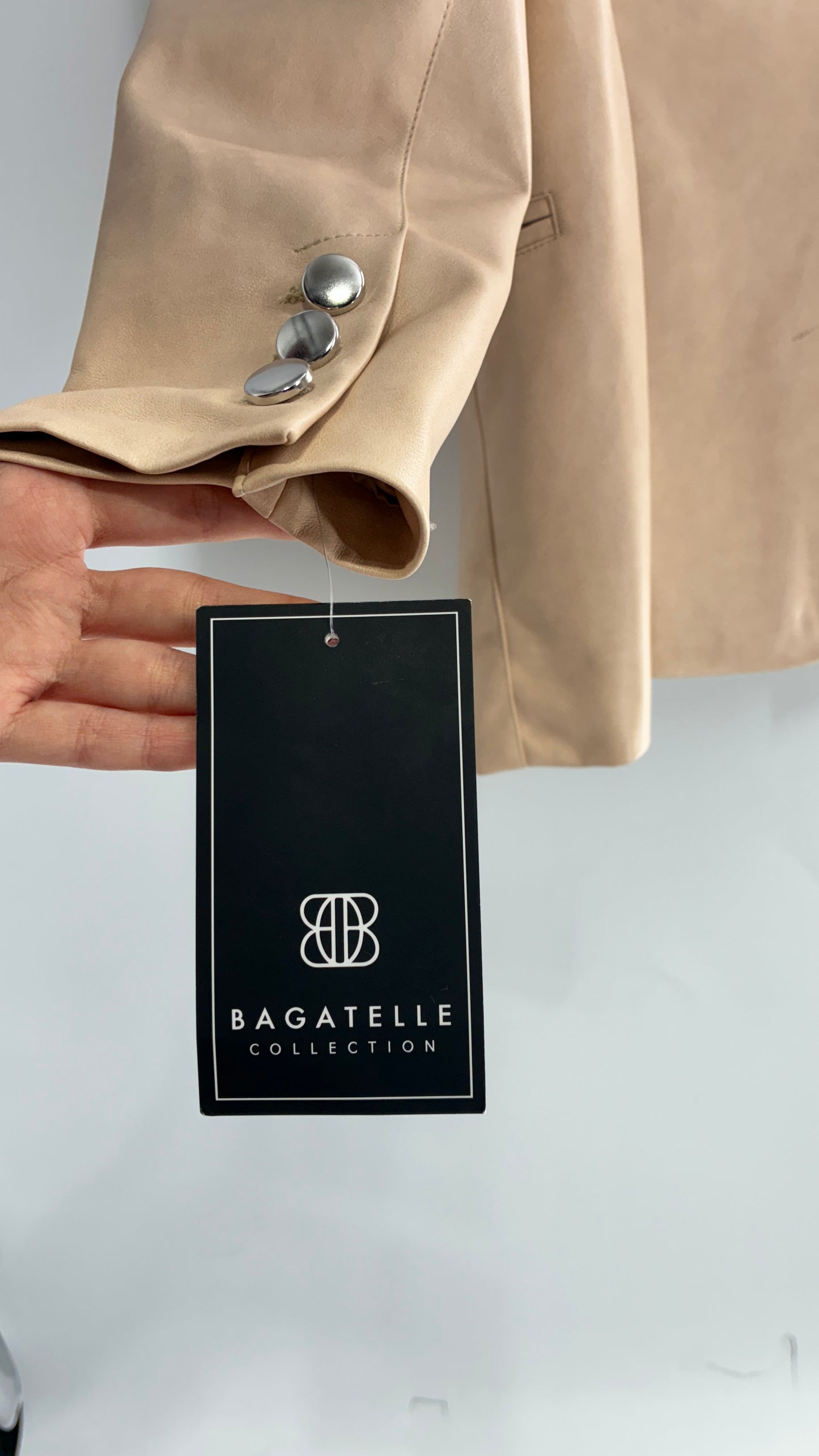 BAGATELLE Vegan Leather Cream Beige Blazer Jacket with Tags Attached (Medium)