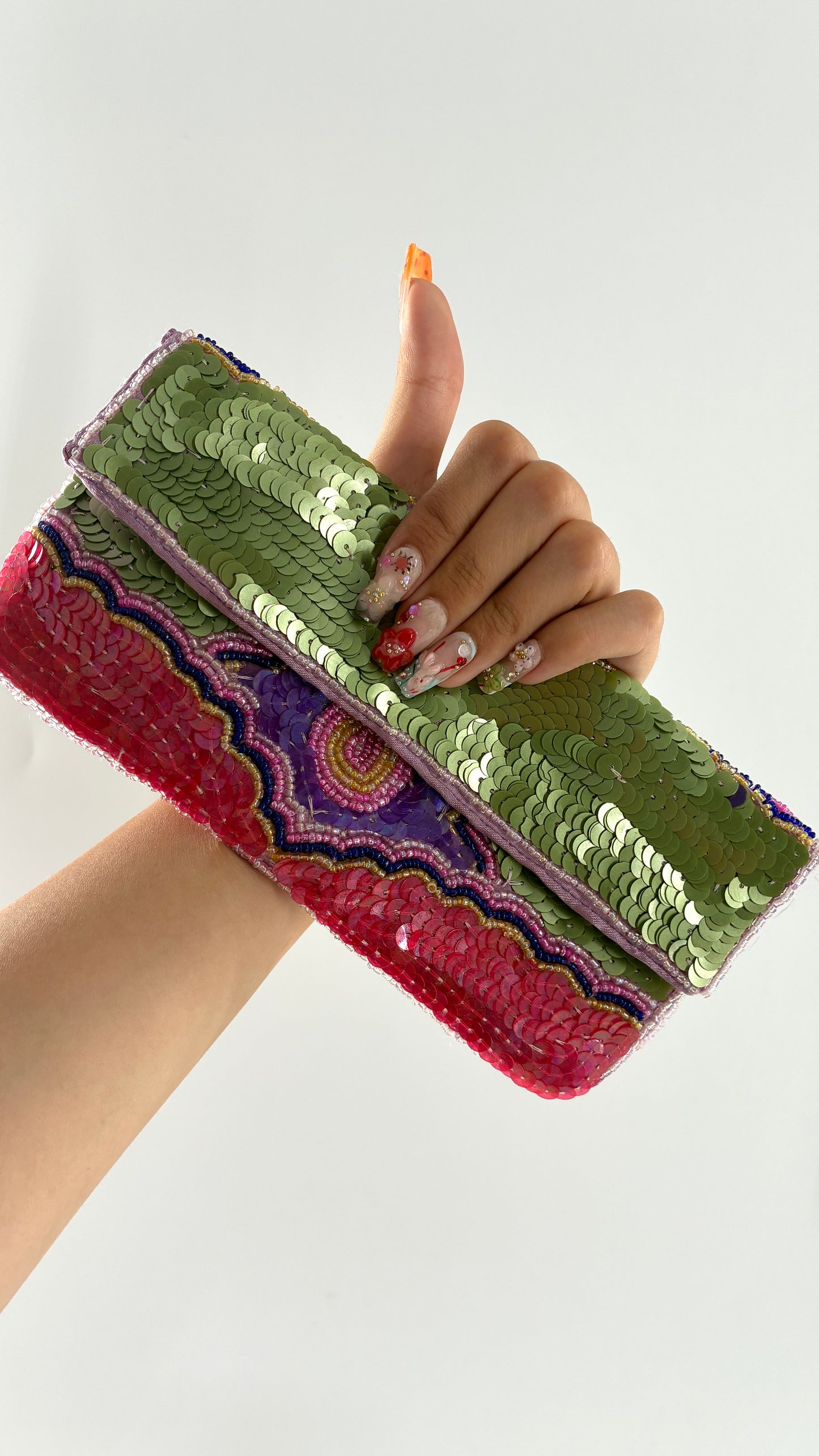 Vintage K.C MALHAN Sequin Beaded Clutch Wallet