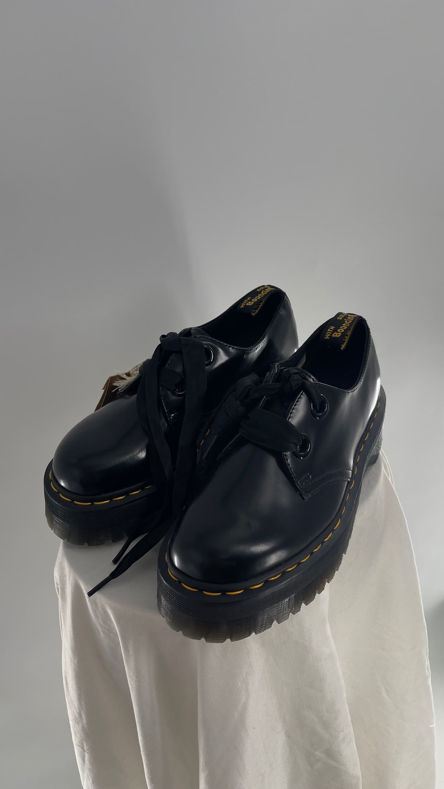 Dr.Martens  Black Patent Leather Holly Platform Oxford(8)