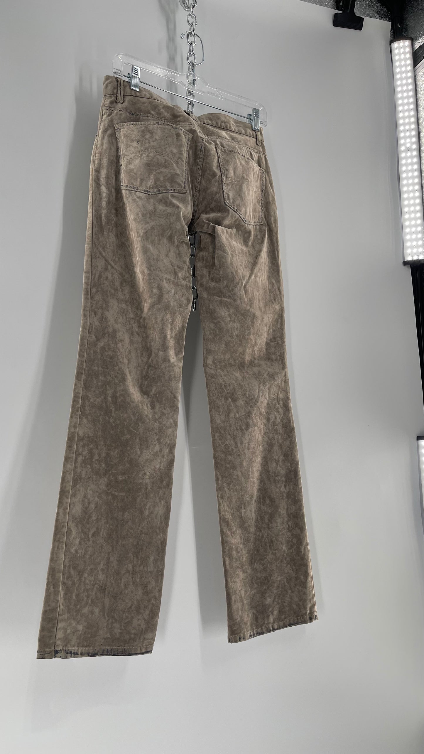 Armani Exchange Grey Velour Straight Legs with Denim Seam Details (Size 4)