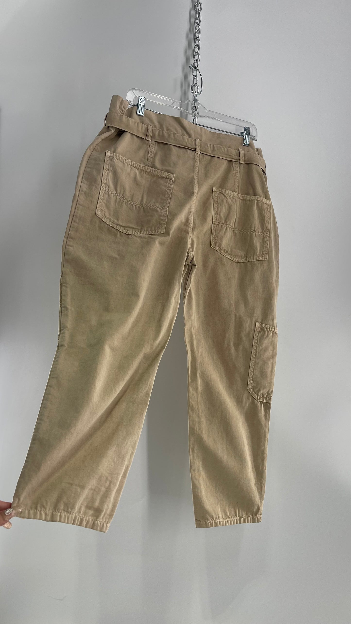 Free People Khaki Cargos with Grommet Belt (6)